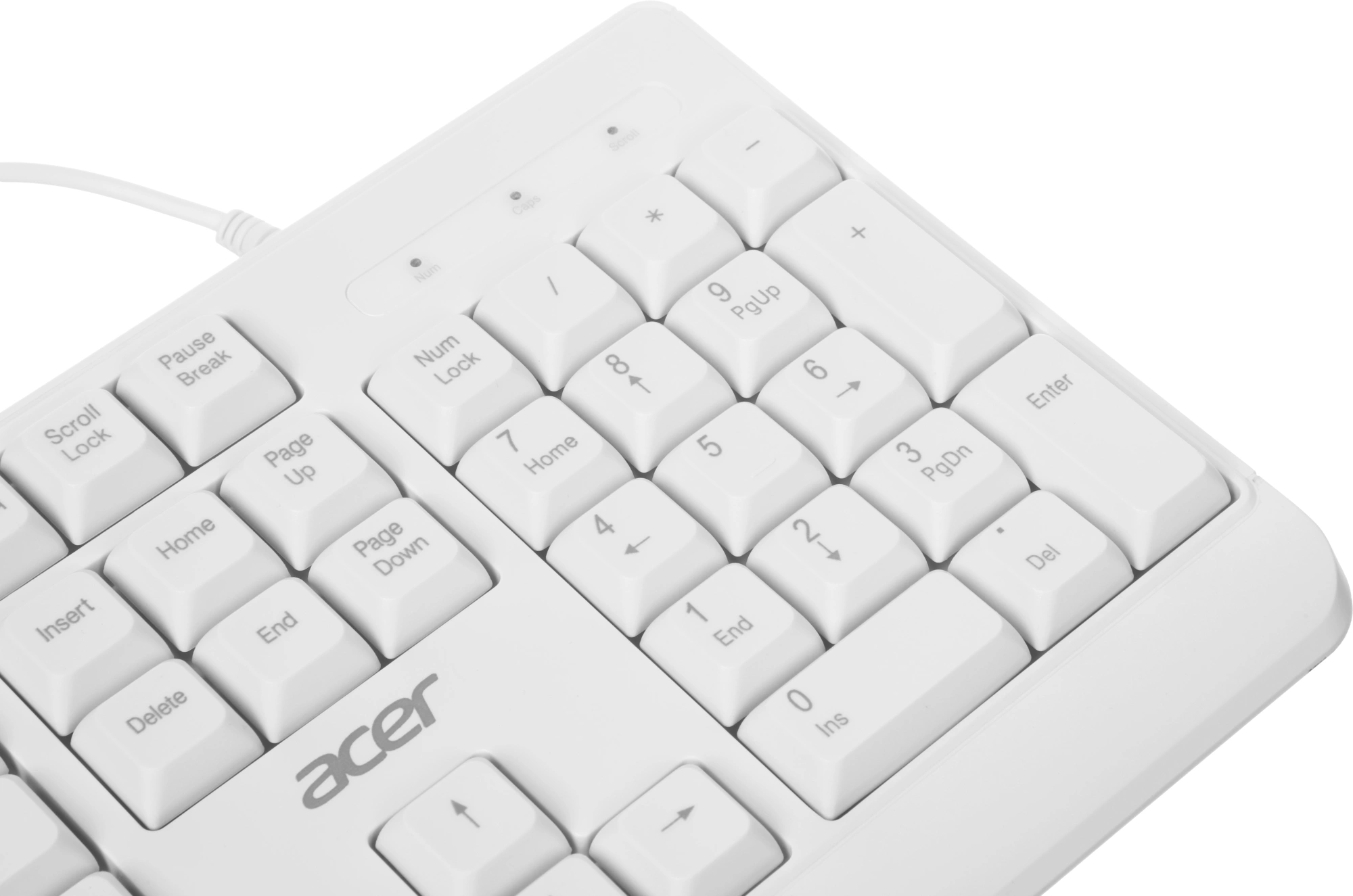 Клавиатура Acer OKW301 белый USB Multimedia (ZL.KBDCC.01B) кабель 1.8м — миниатюра 6