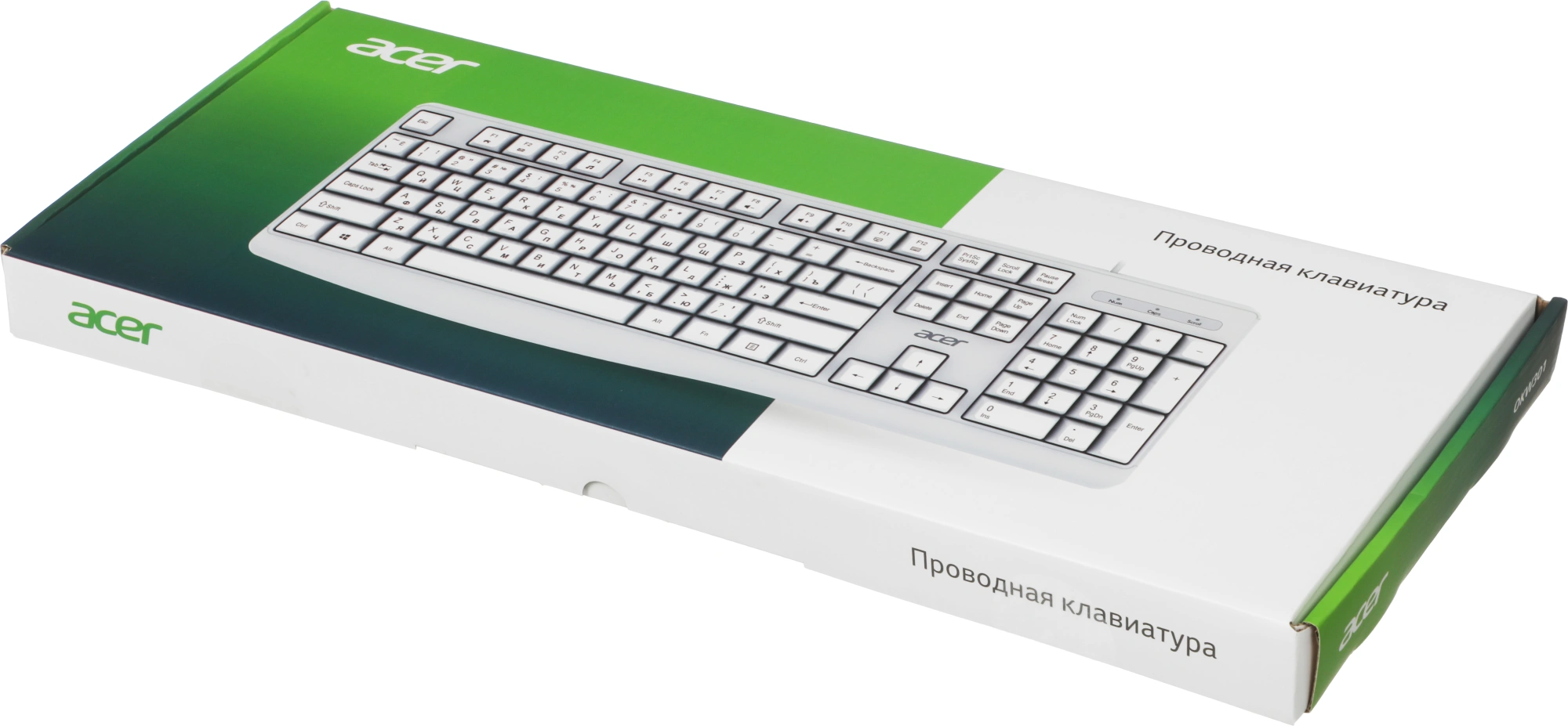 Клавиатура Acer OKW301 белый USB Multimedia (ZL.KBDCC.01B) кабель 1.8м — миниатюра 2