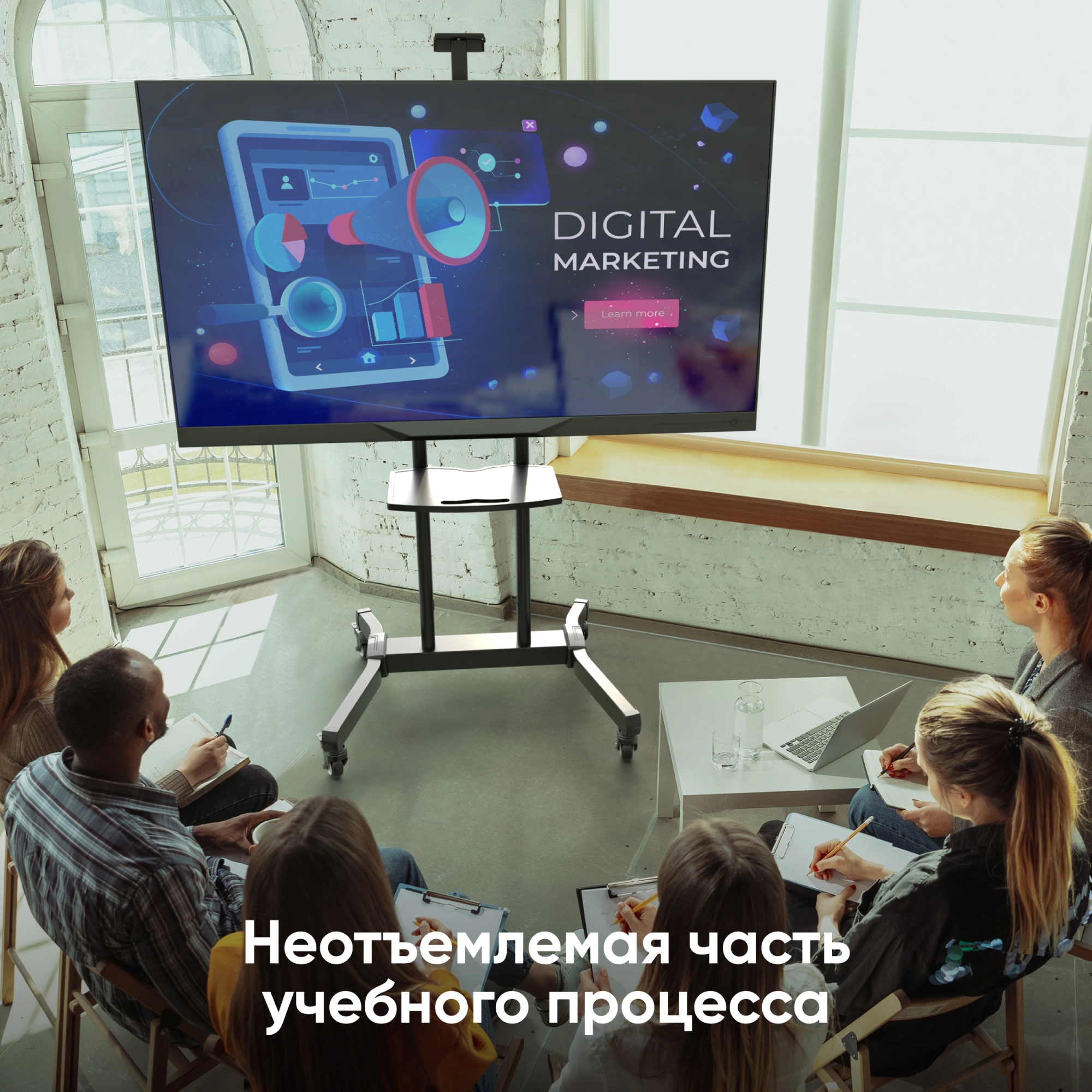Стойка для телевизора Onkron TS1891 черный 50"-90" макс.100кг напольный мобильный — миниатюра 8