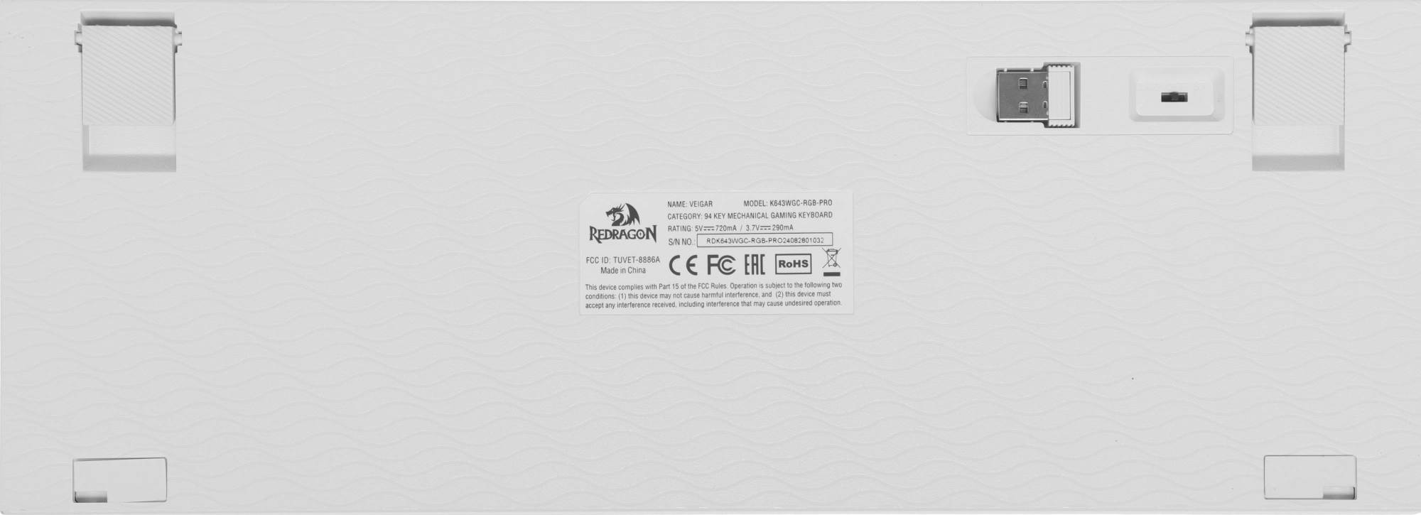 Клавиатура Redragon Veigar механическая белый/синий USB беспроводная BT/Radio for gamer LED (71476) кабель 1.5м — миниатюра 12