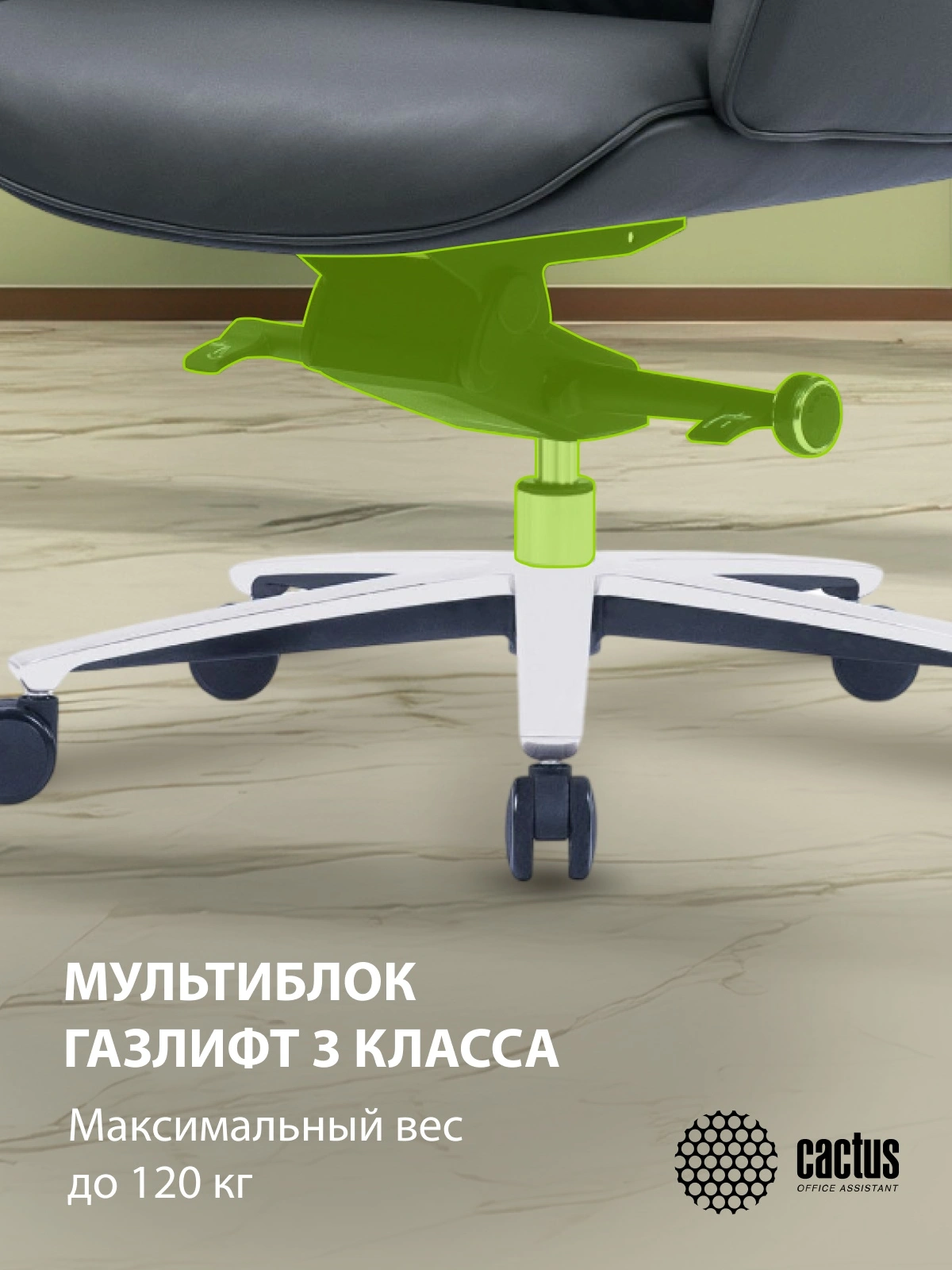 Кресло руководителя Cactus CS-LBK-MILANO кожа с подголов. крестов. алюминий — миниатюра 14