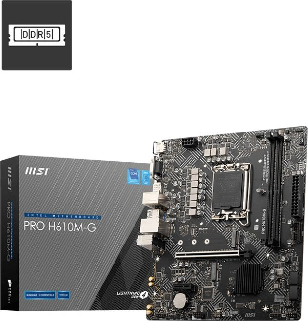 Материнская плата MSI PRO H610M-G Soc-1700 Intel H610 2xDDR5 mATX AC`97 8ch(7.1) GbLAN+VGA+HDMI+DP — фото 1