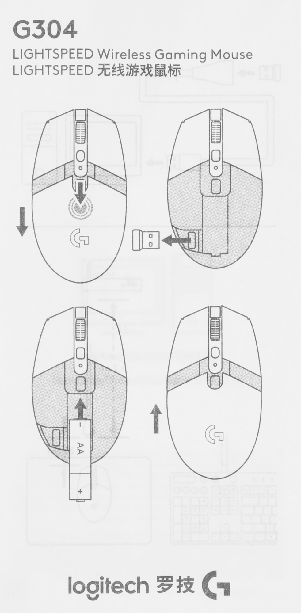 Мышь Logitech G304 Lightspeed белый оптическая 12000dpi беспров. USB 5but (910-005295) — миниатюра 15