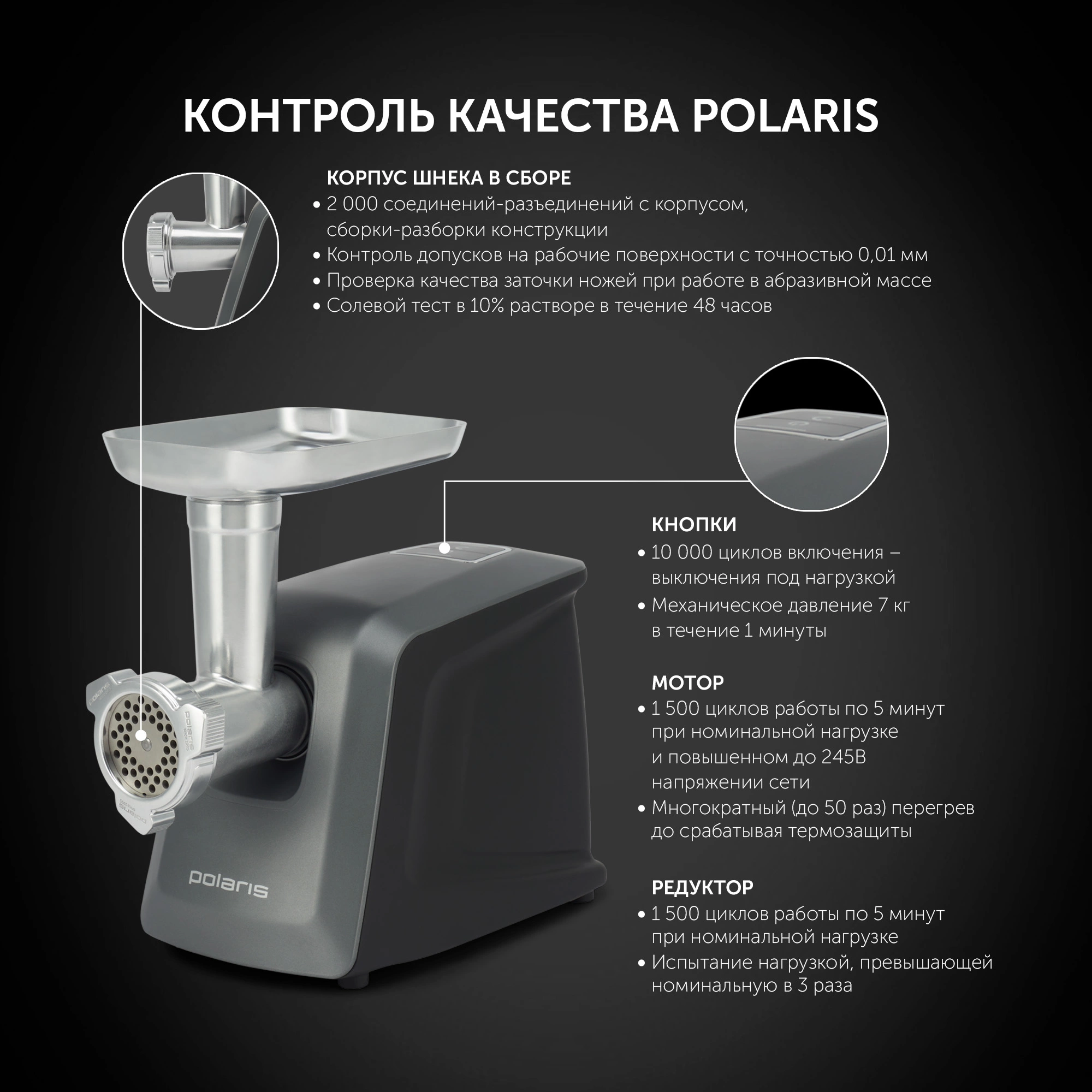Мясорубка Polaris PMG 3090 RUS 3000Вт графит — миниатюра 14