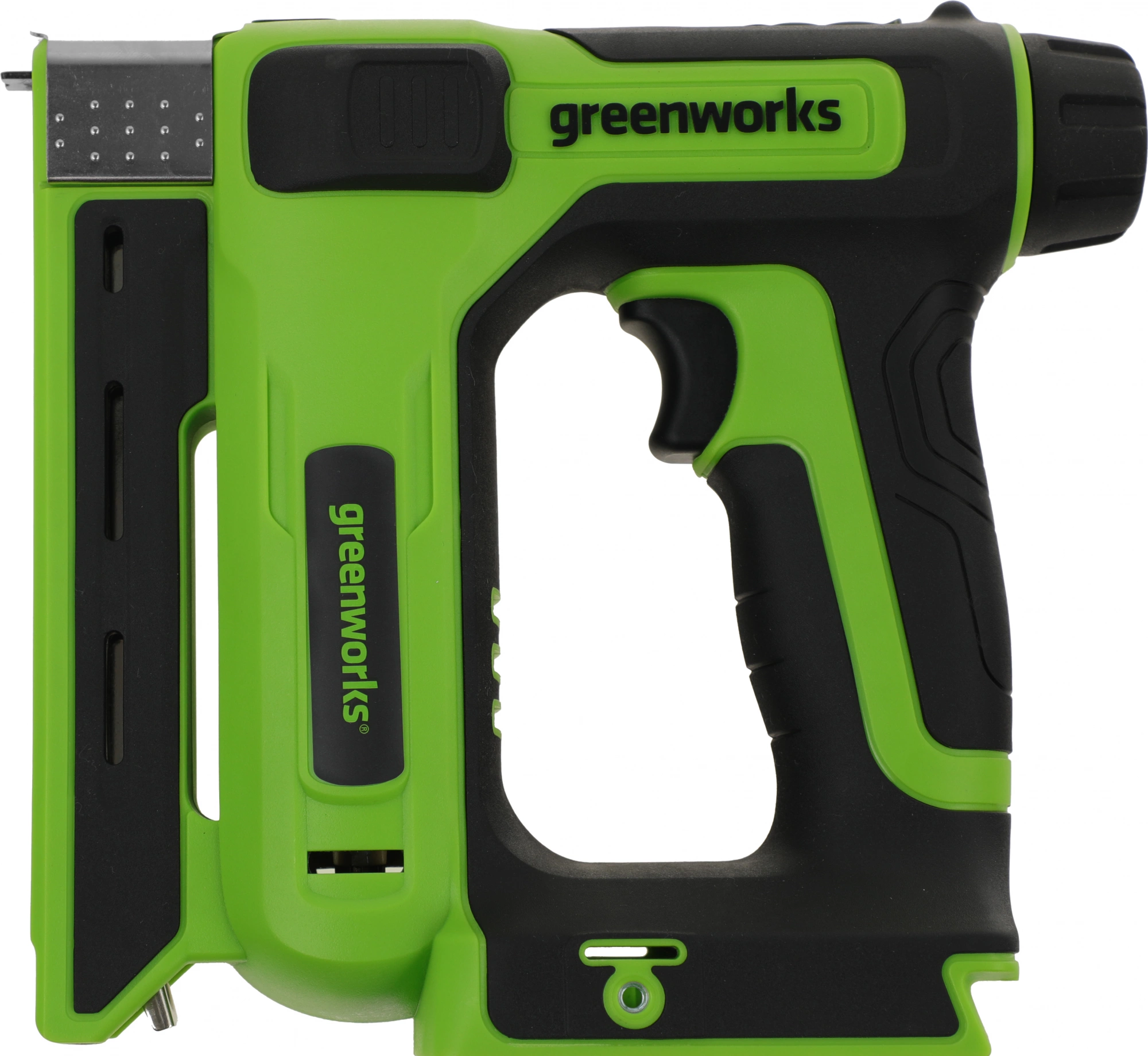 Степлер ручной Greenworks G24CS10 скобы 4/55/90/18GA — миниатюра 2