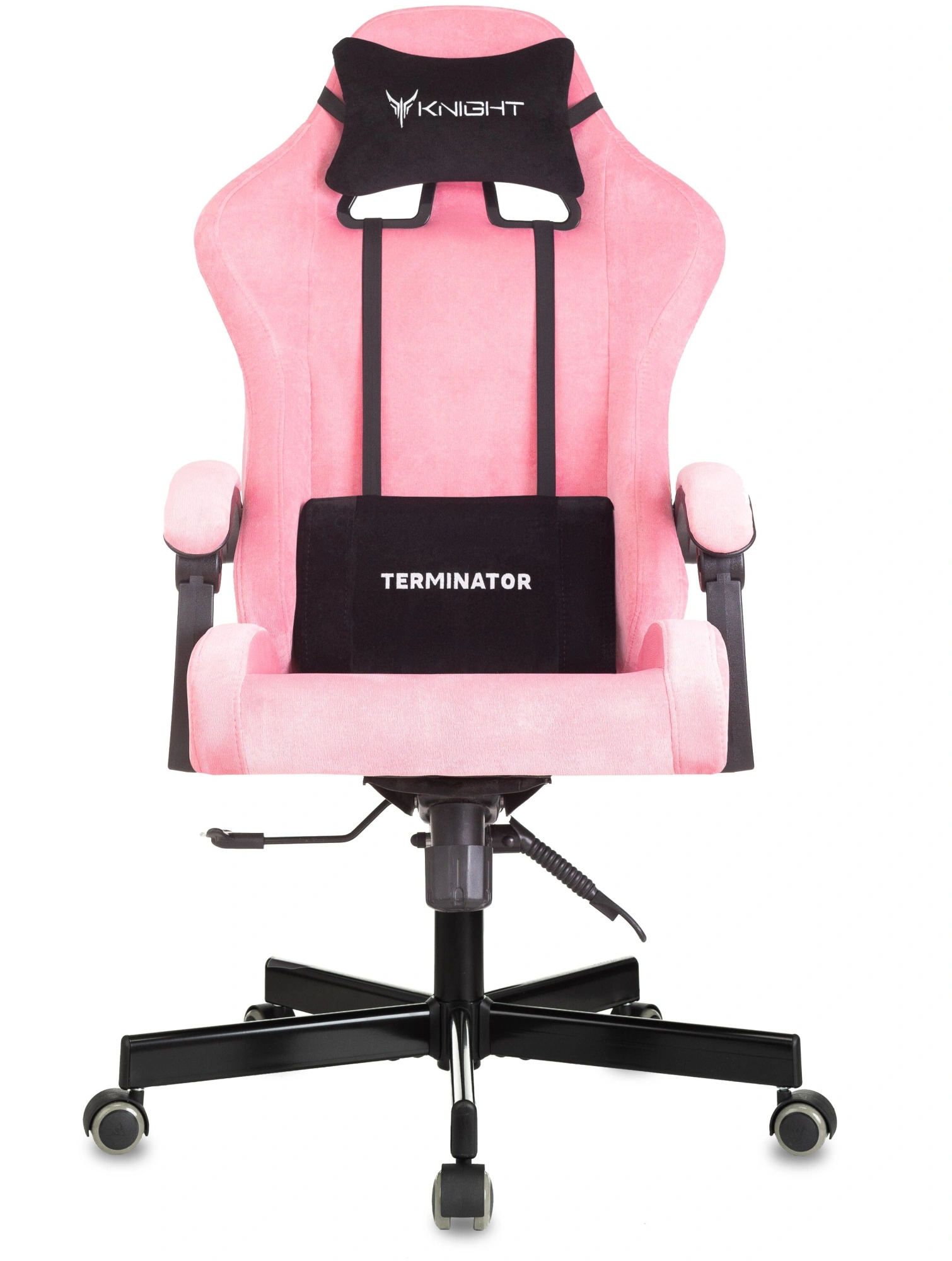 Кресло игровое Knight Terminator розовый Velvet 36 с подголов. крестов. металл — миниатюра 2