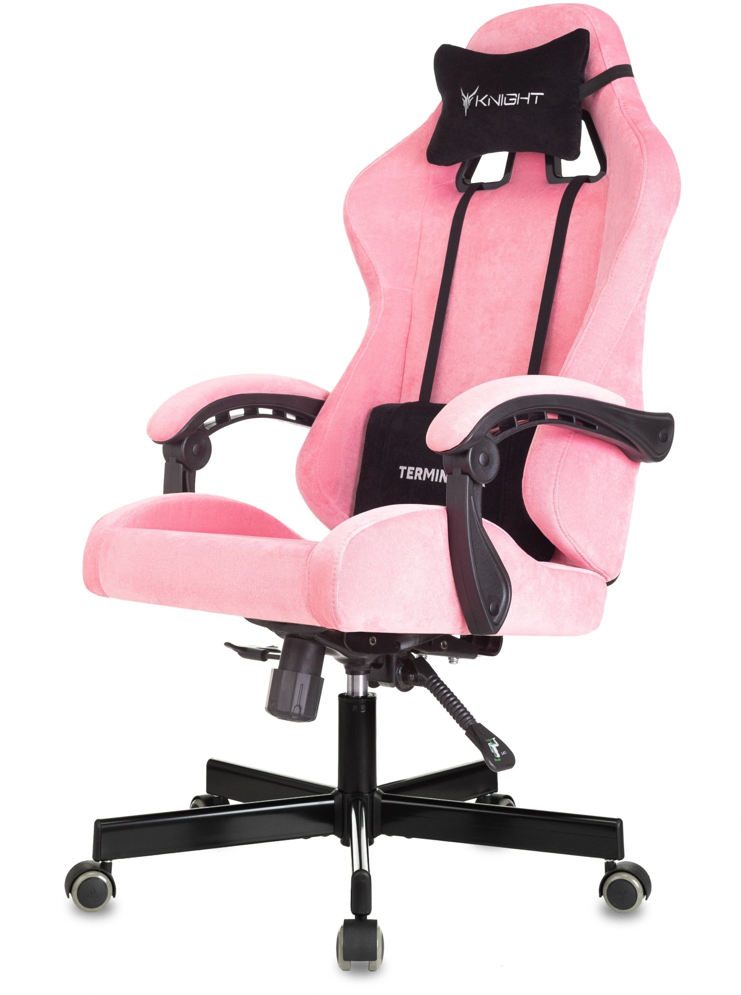 Кресло игровое Knight Terminator розовый Velvet 36 с подголов. крестов. металл — миниатюра 3