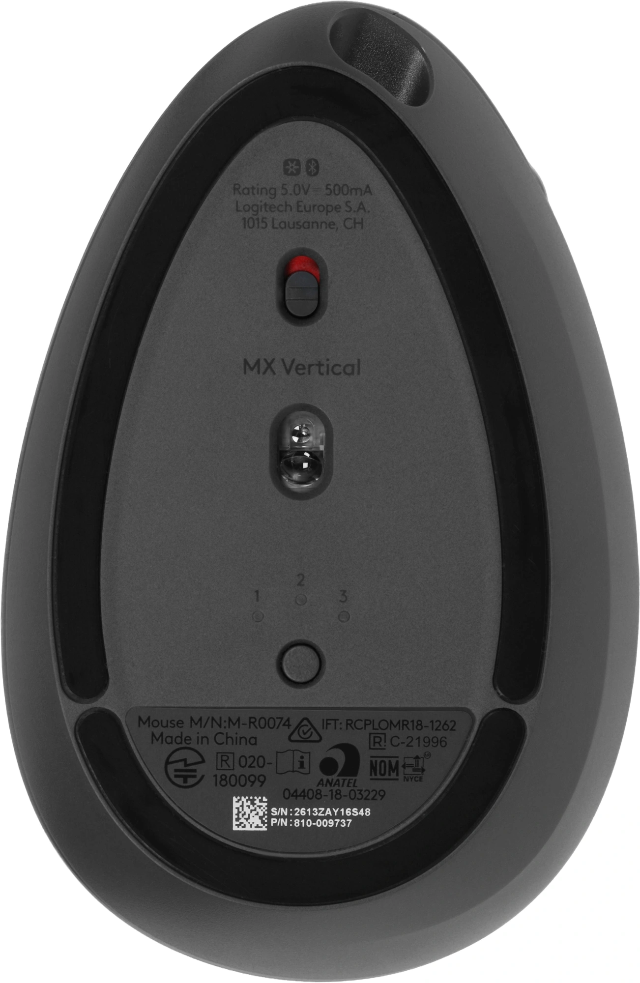 Мышь Logitech MX Vertical черный/серебристый оптическая 4000dpi беспров. BT/Radio USB 4but (910-005449) — миниатюра 9