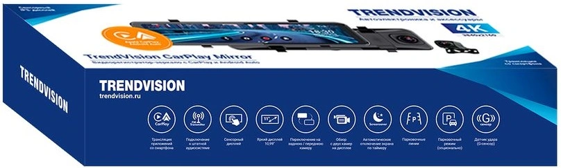 Видеорегистратор TrendVision CarPlay Mirror черный 2Mpix 2160x3840 2160p 150гр. MSTAR 8826 — миниатюра 7