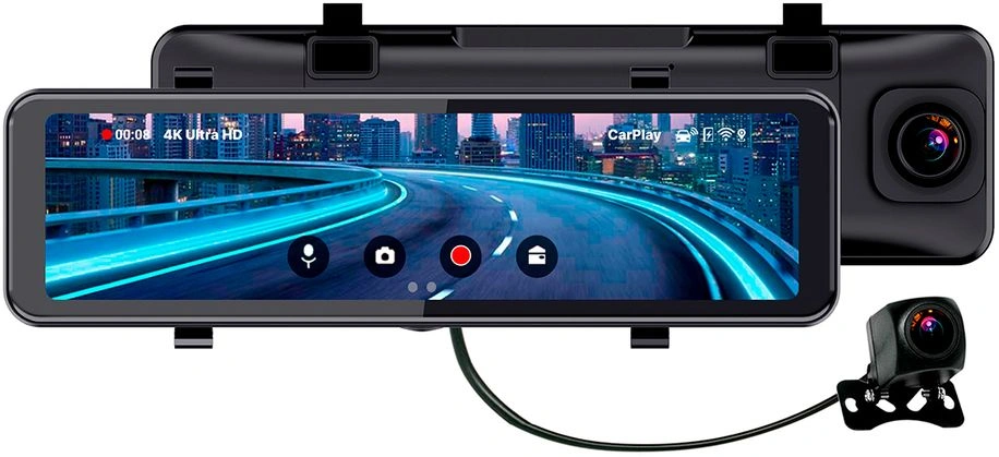 Видеорегистратор TrendVision CarPlay Mirror черный 2Mpix 2160x3840 2160p 150гр. MSTAR 8826 — фото 1