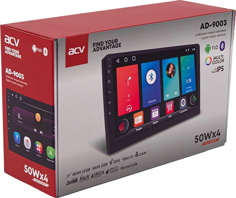 Автомагнитола ACV AD-9003 (V2) 2DIN 4x50Вт USB 2.0 AUX 2048Mb Android 9" WiFi 2 (43142) — миниатюра 7