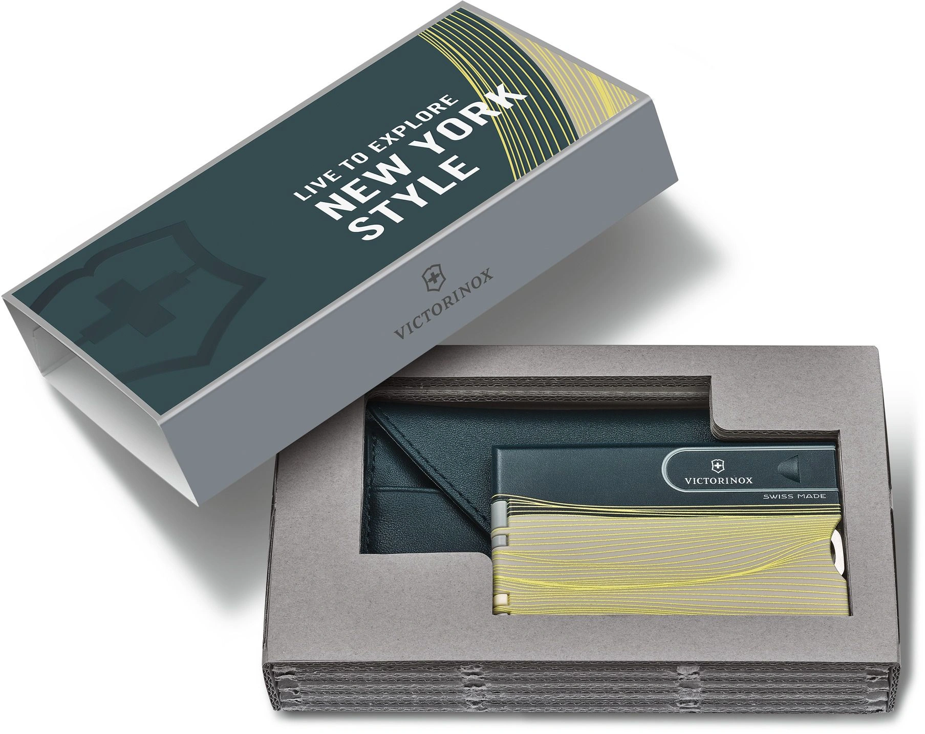 Швейцарская карта Victorinox Swiss Card Classic New York Style (0.7100.E223) серый коробка подарочная — миниатюра 4