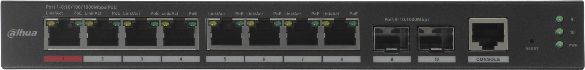 Коммутатор Dahua DH-S4210-8GT-110 (L2) 10x1Гбит/с 2SFP 8PoE 110W управляемый — миниатюра 9