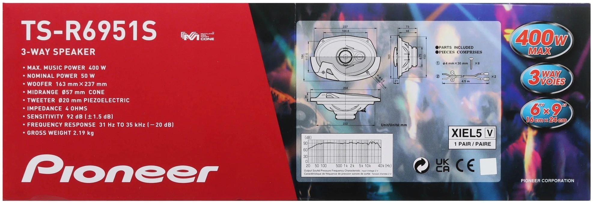 Колонки автомобильные Pioneer TS-R6951S 400Вт 4Ом 16x23см (6x9дюйм) (ком.:2кол.) коаксиальные трехполосные — миниатюра 8