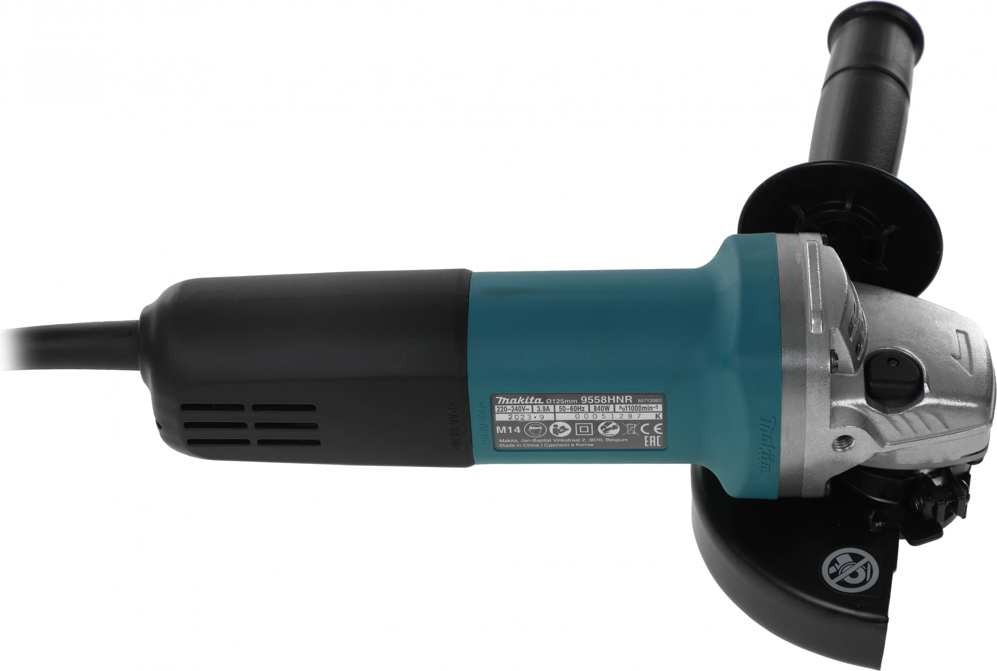 Углошлифовальная машина Makita 9558HNRZ 840Вт 11000об/мин рез.шпин.:M14 d=125мм — миниатюра 3