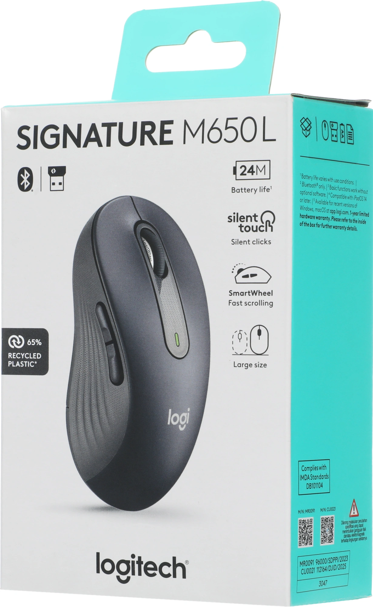 Мышь Logitech M650 Large графитовый оптическая 4000dpi silent беспров. BT/Radio USB 5but (910-006247) — миниатюра 9