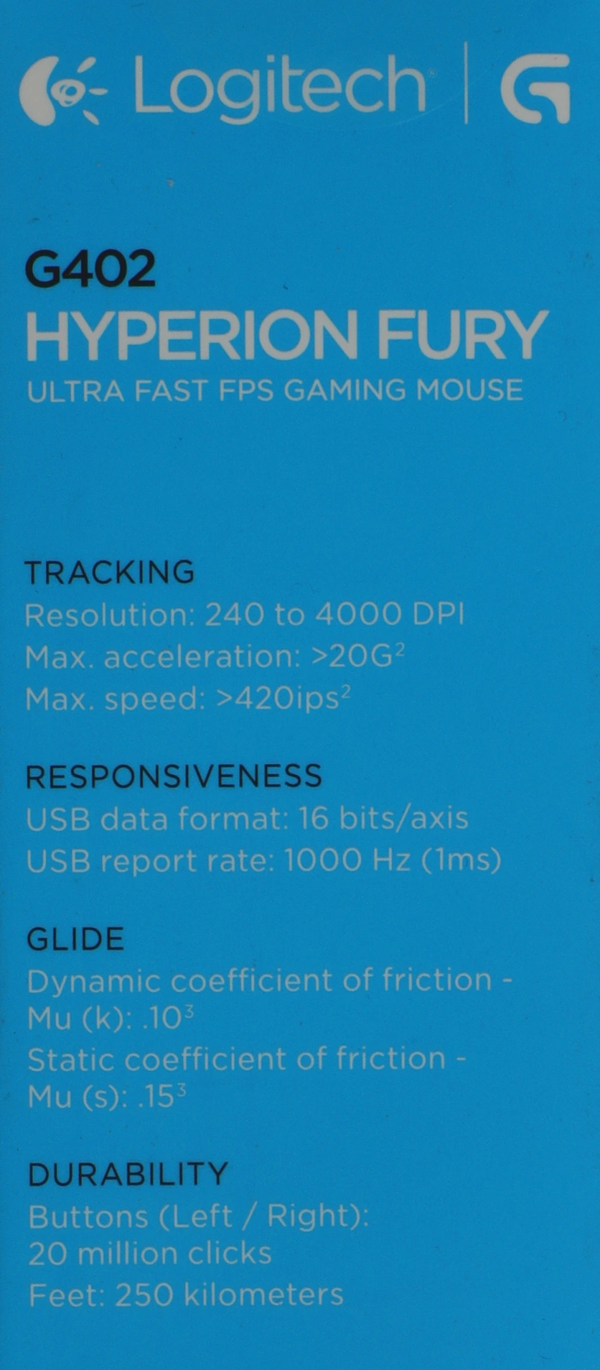 Мышь Logitech Hyperion Fury G402 черный оптическая 4000dpi USB 7but (910-004070) — миниатюра 12
