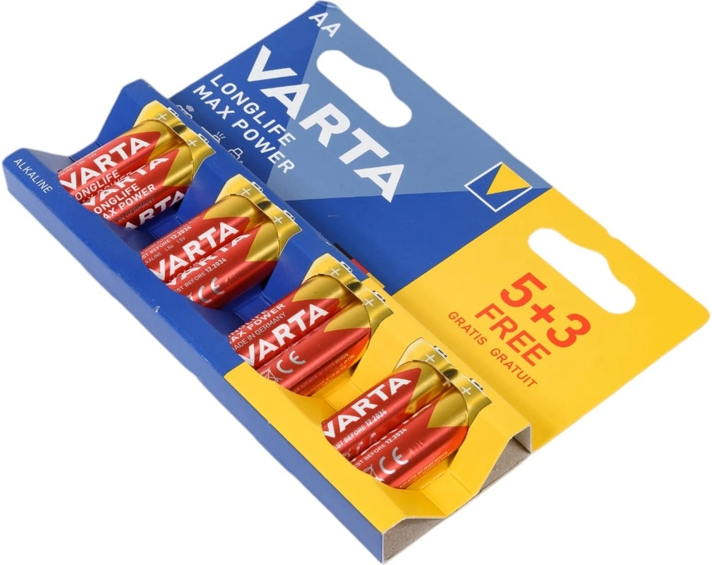 Батарея Varta LongLife Max Power Alkaline LR6 BL5+3 AA (8шт) блистер — миниатюра 4