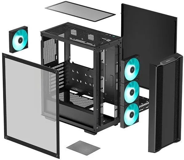 Корпус Deepcool CC560 V2 черный без БП ATX 4x120mm 5x140mm 1xUSB2.0 audio bott PSU — миниатюра 4