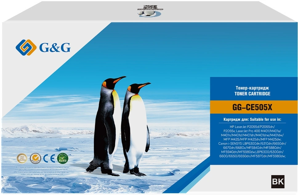Картридж лазерный G&G GG-CE505X CE505X черный (6500стр.) для HP LaserJet P2055d/P2055dn/P2055x; LaserJet Pro 400 M401/M401a/M401n/M401d/M401dn/M401dne/M401dw/MFP M425/MFP M425dn/MFP M425dw с чипом Canon i-SENSYS LBP6300dn/6310dn/6650dn/6670dn/6680x/MF5840dn/MF5880dn/MF5940dn/MF5980dw;LBP6300/6300dn/6600/6650/6650dn — миниатюра 3