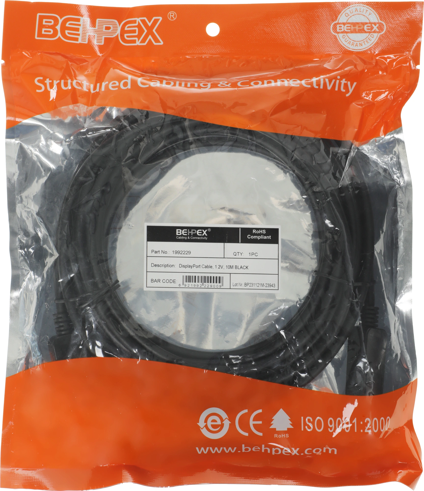 Кабель аудио-видео ver1.2 DisplayPort (m)/DisplayPort (m) 10м. черный