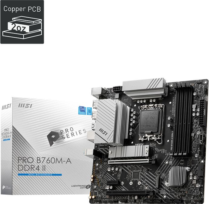 Материнская плата MSI PRO B760M-A DDR4 II Soc-1700 Intel B760 4xDDR4 mATX AC`97 8ch(7.1) 2.5Gg+HDMI+DP — миниатюра 5