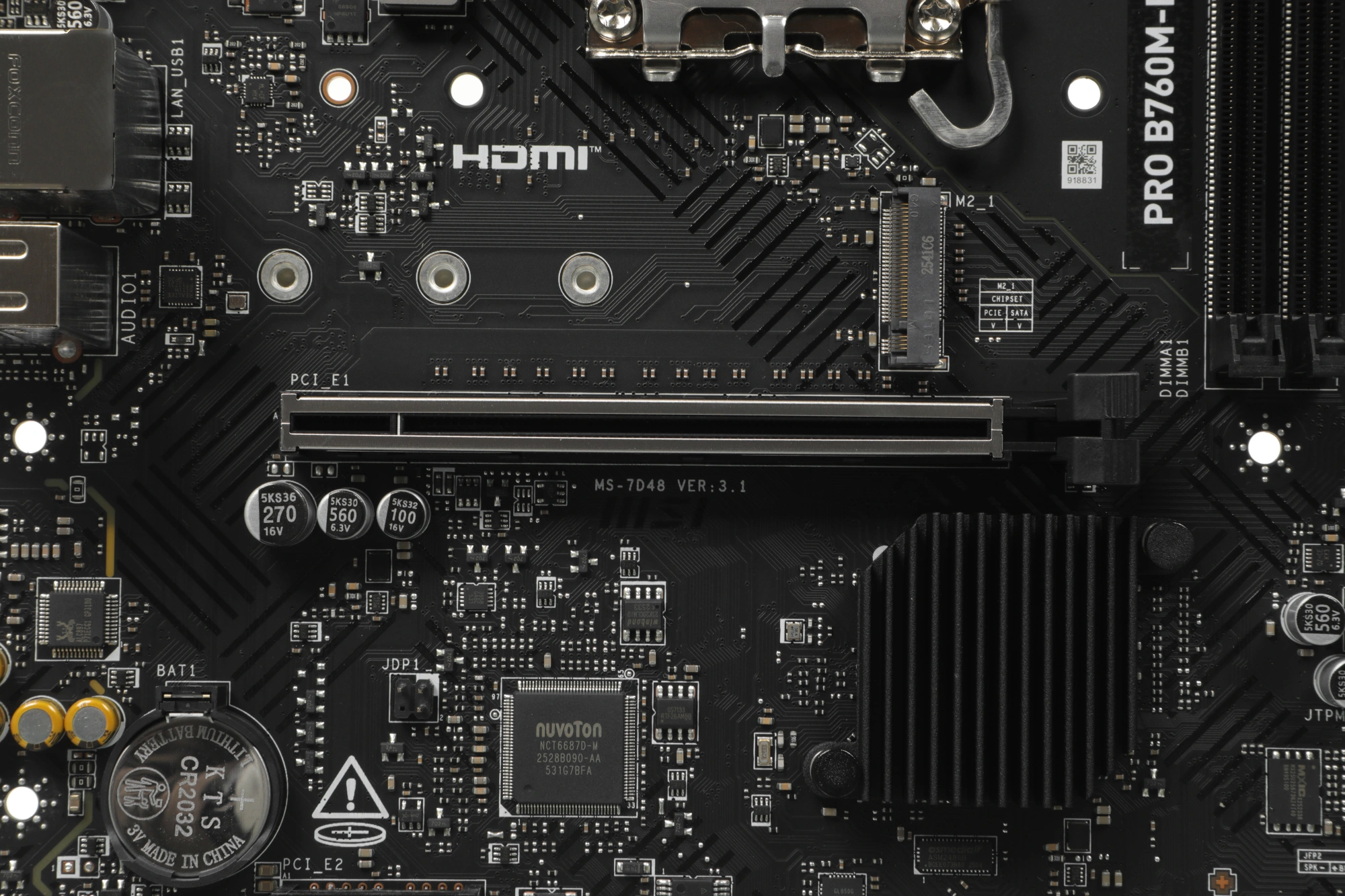 Материнская плата MSI PRO B760M-E Soc-1700 Intel B760 2xDDR5 mATX AC`97 8ch(7.1) GbLAN+VGA+HDMI — миниатюра 4
