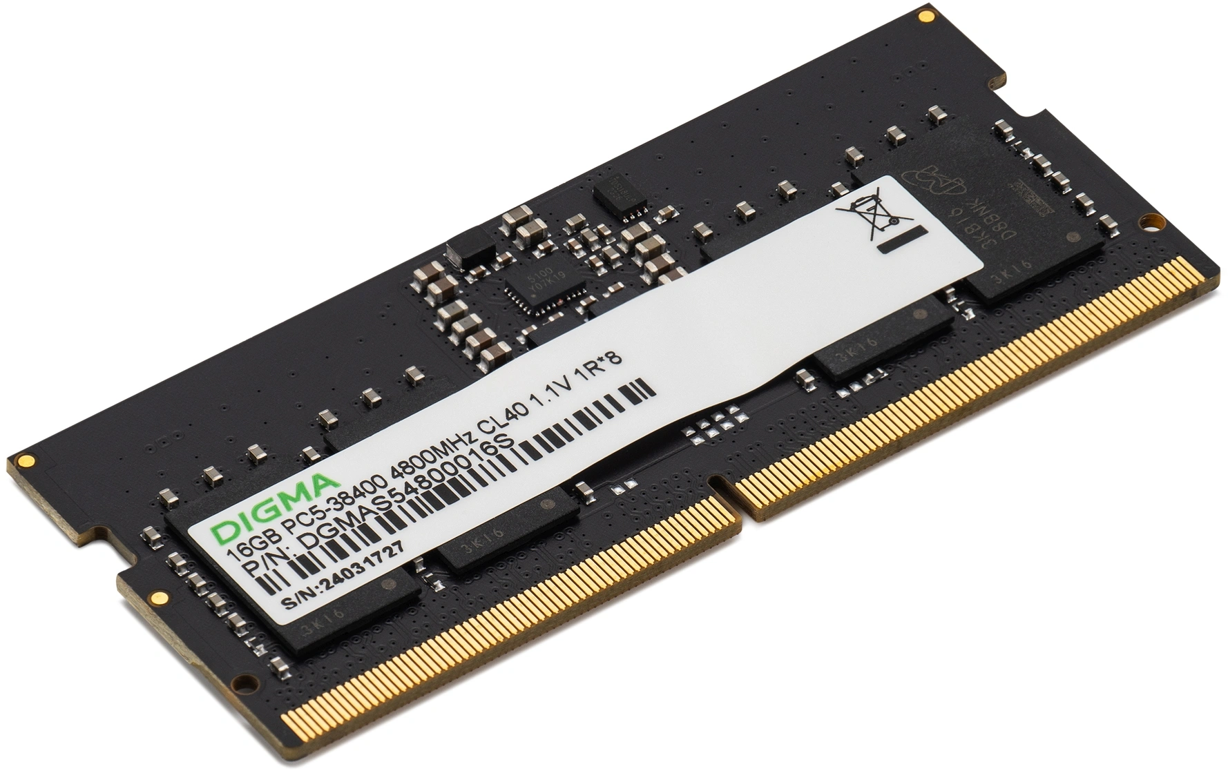 Память DDR5 16GB 4800MHz Digma DGMAS54800016S RTL PC5-38400 CL40 SO-DIMM 262-pin 1.1В single rank Ret — фото 1