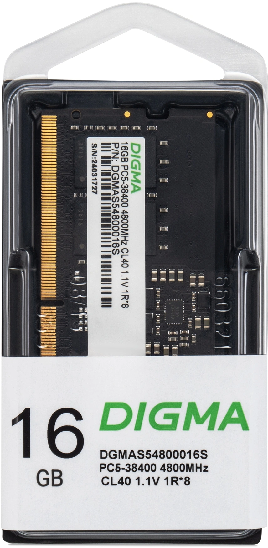 Память DDR5 16GB 4800MHz Digma DGMAS54800016S RTL PC5-38400 CL40 SO-DIMM 262-pin 1.1В single rank Ret — миниатюра 6