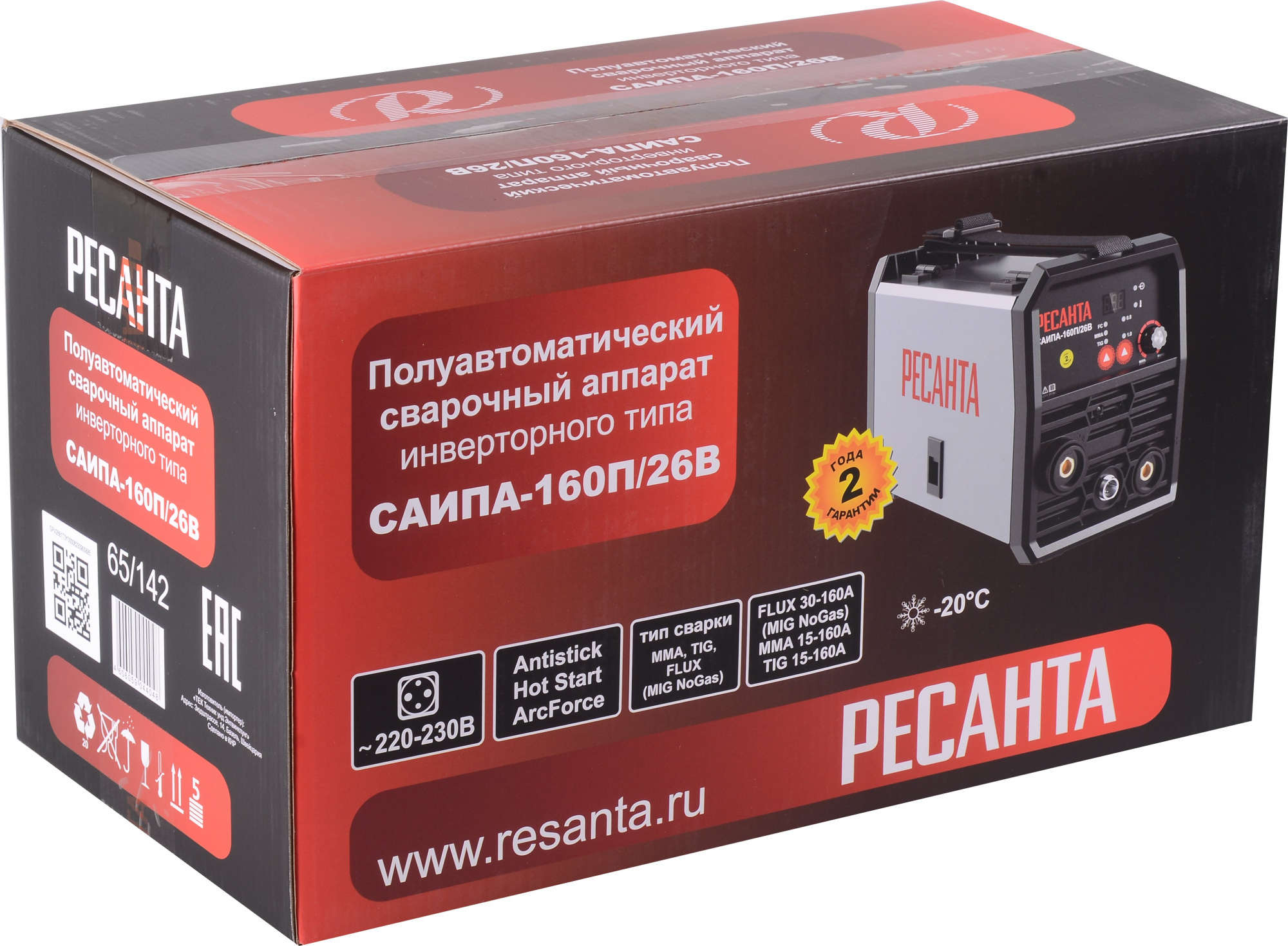 Сварочный аппарат Ресанта САИПА-160П/26В инвертор MMA DC/TIG DC 6.2кВт — миниатюра 9