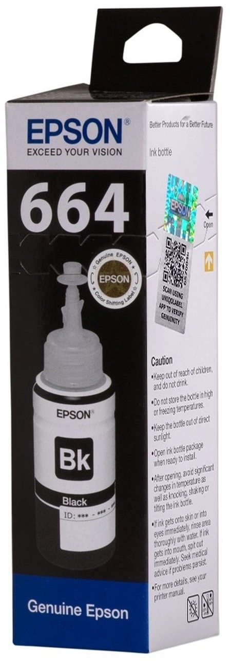Чернила Epson 664 C13T664198 (аналог C13T66414A) черный 70мл для Epson L100 — миниатюра 2