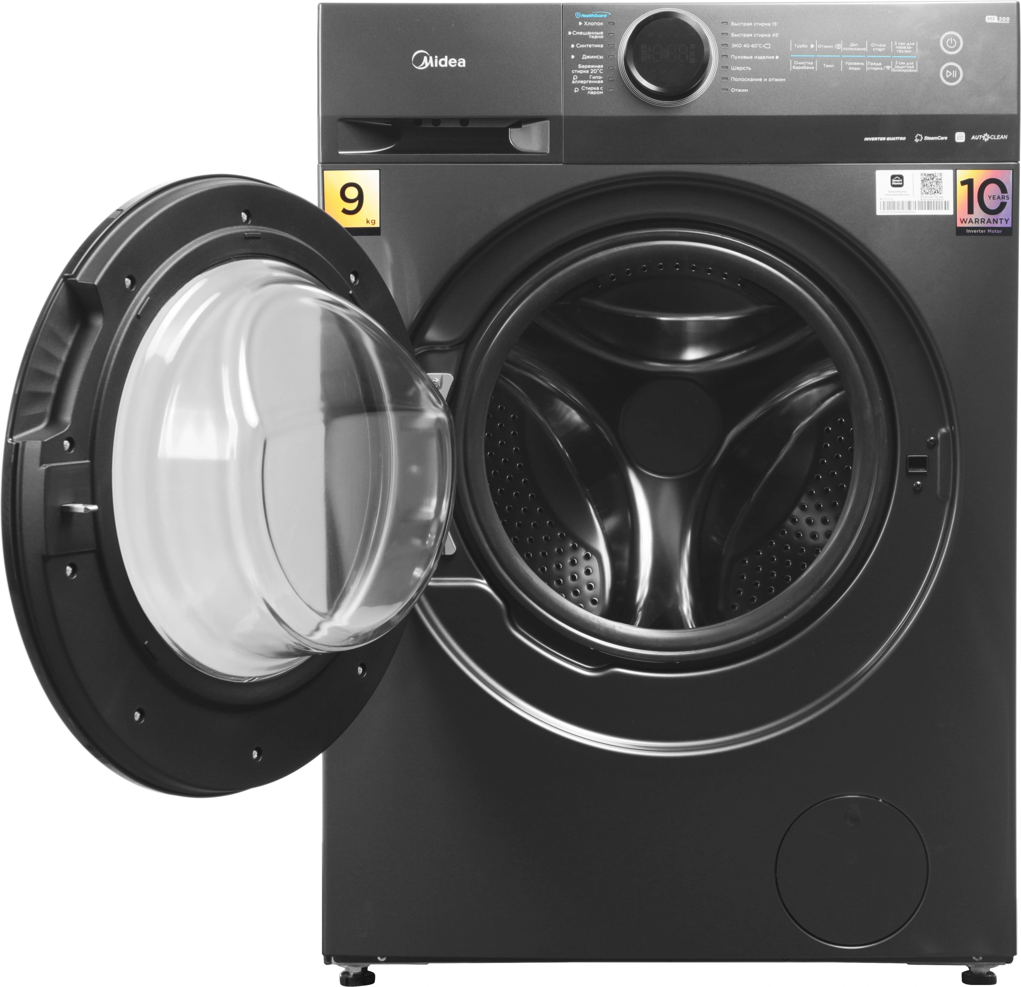 Стиральная машина Midea MF200W90WBS/S-RU класс: A загр.фронтальная макс.:9кг темно-серебристый инвертор — миниатюра 3