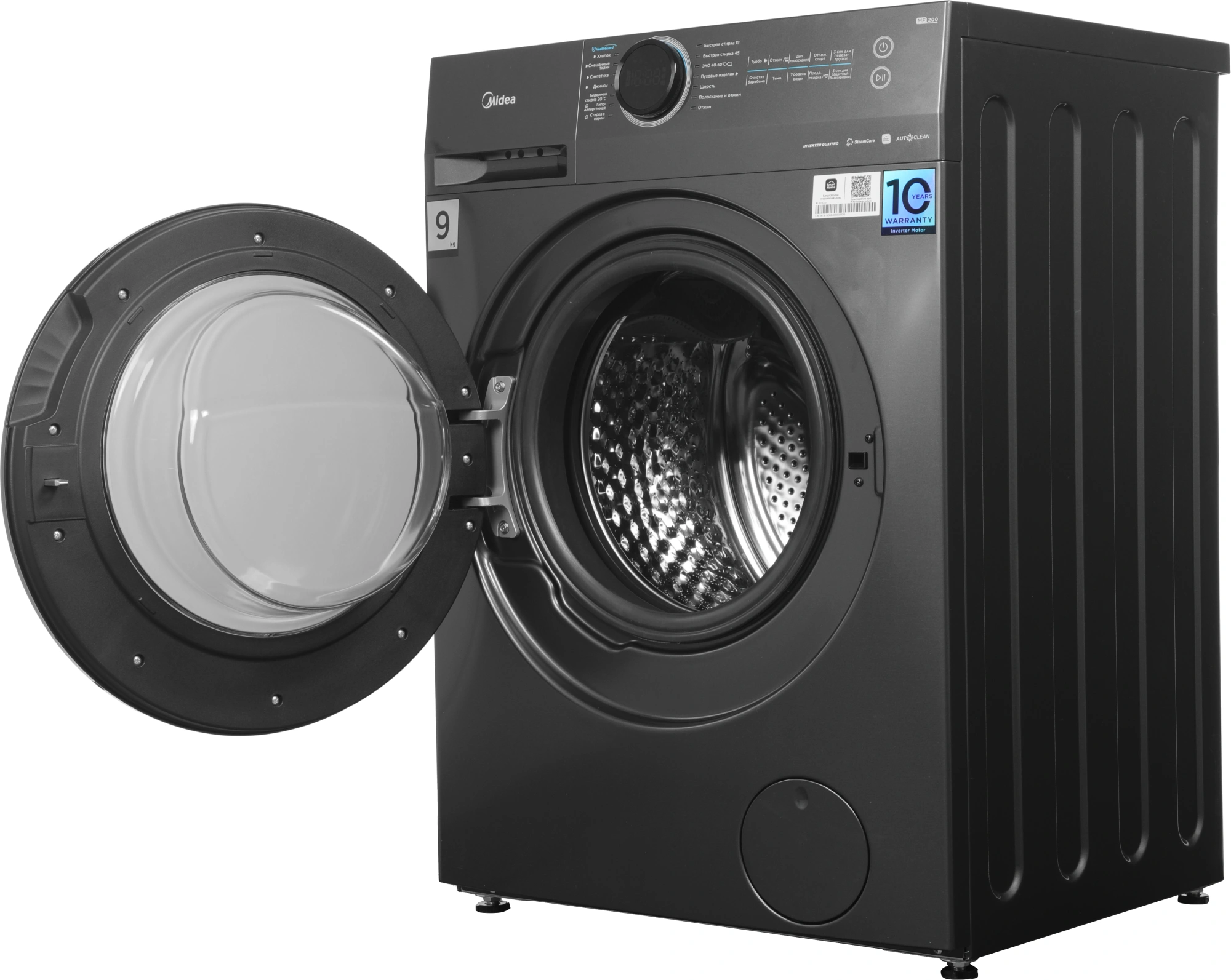 Стиральная машина Midea MF200W90WBS/S-RU класс: A загр.фронтальная макс.:9кг темно-серебристый инвертор — миниатюра 4