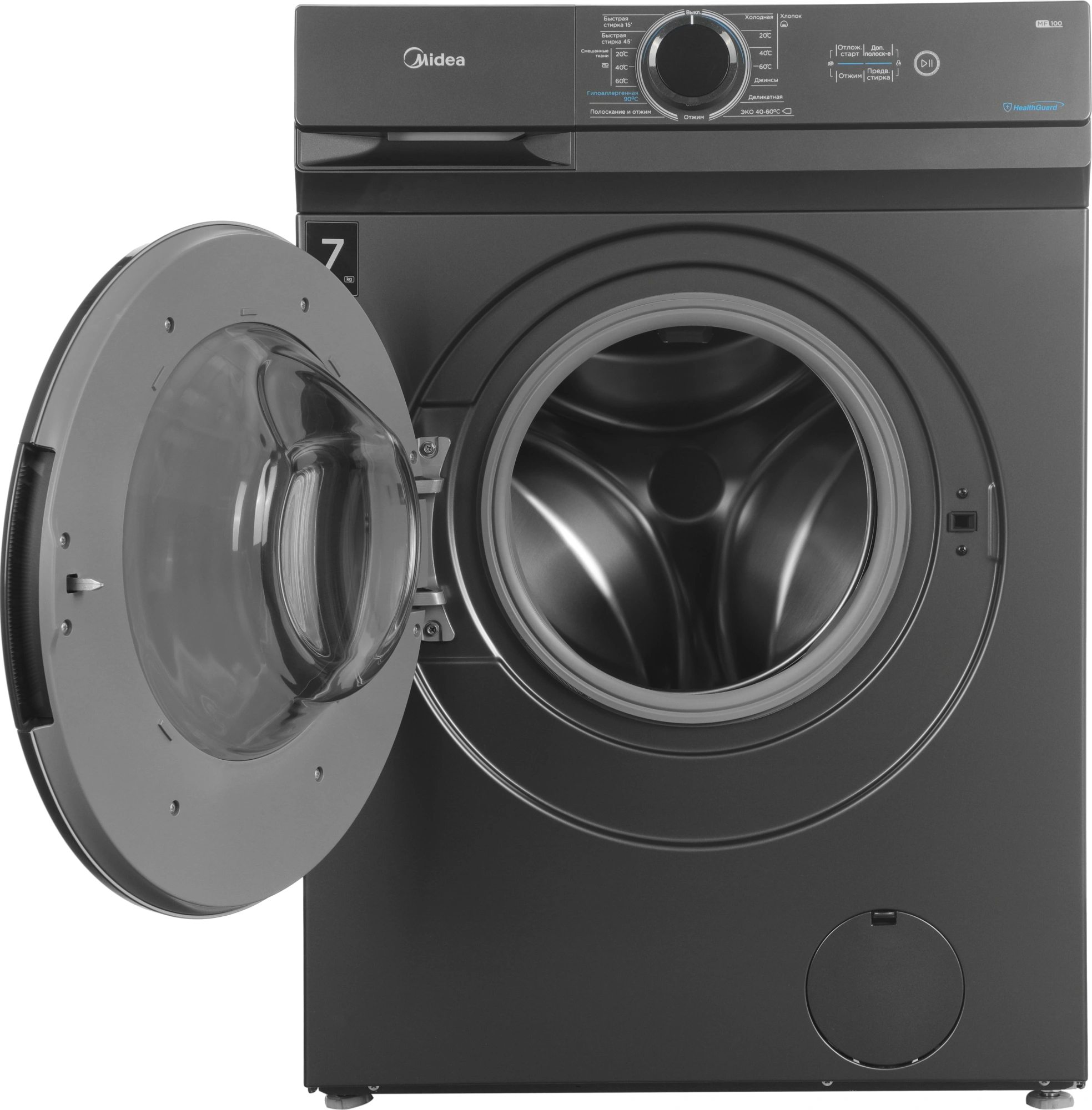 Стиральная машина Midea MF100W70/S-RU класс: A загр.фронтальная макс.:7кг темно-серебристый — миниатюра 2