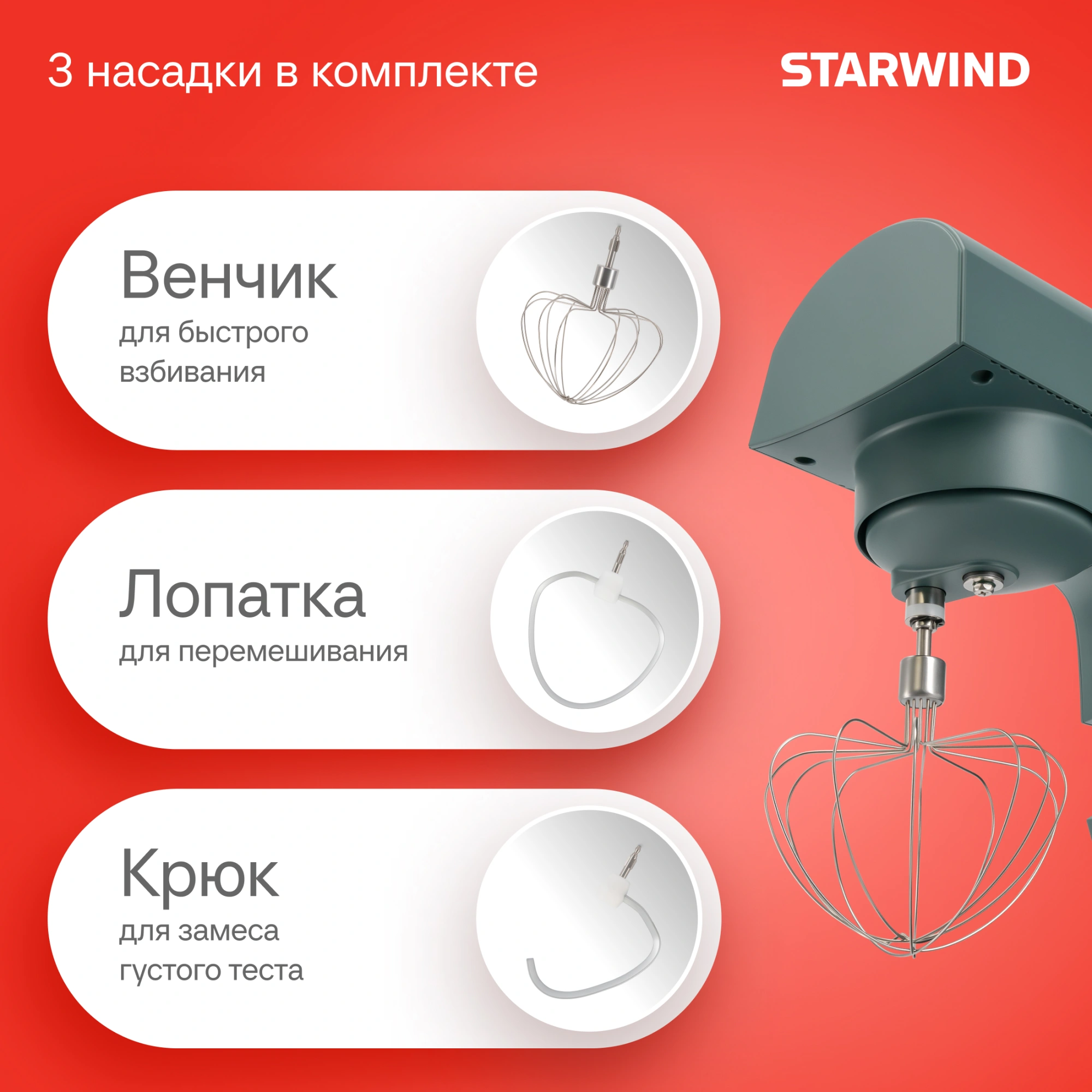 Миксер планетарный Starwind SPM2151 1500Вт графит — миниатюра 22