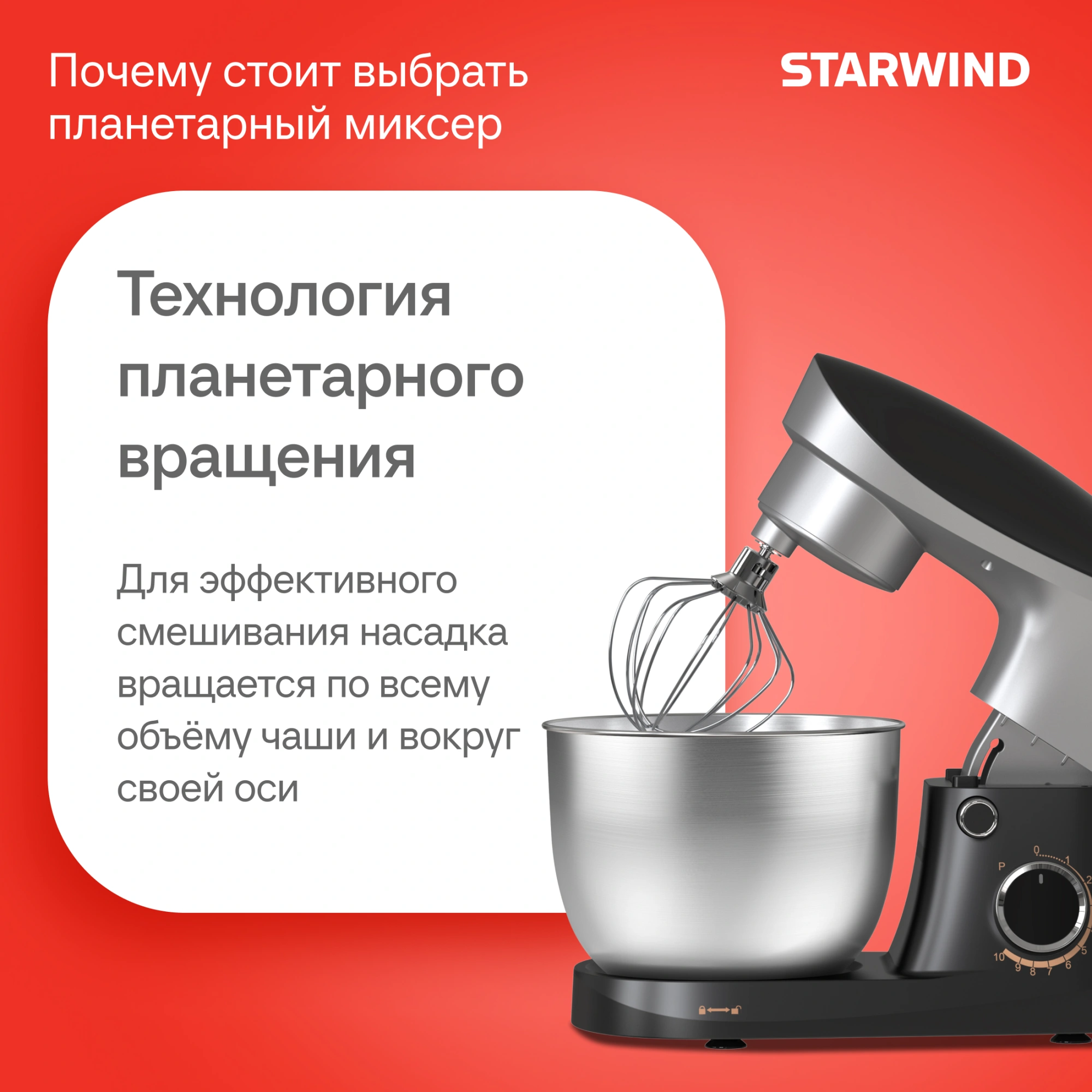 Миксер планетарный Starwind SPM2251 1500Вт черный/серебристый — миниатюра 26