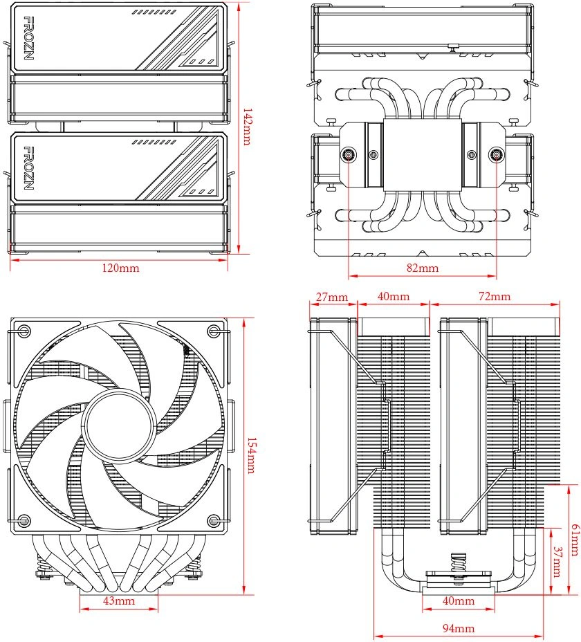 Устройство охлаждения(кулер) ID-Cooling Frozn A620 ARGB Soc-AM5/AM4/1200/1700/1851 черный 4-pin 29.9dB Al+Cu 270W 1200gr Ret (FROZN A620 ARGB) — миниатюра 6