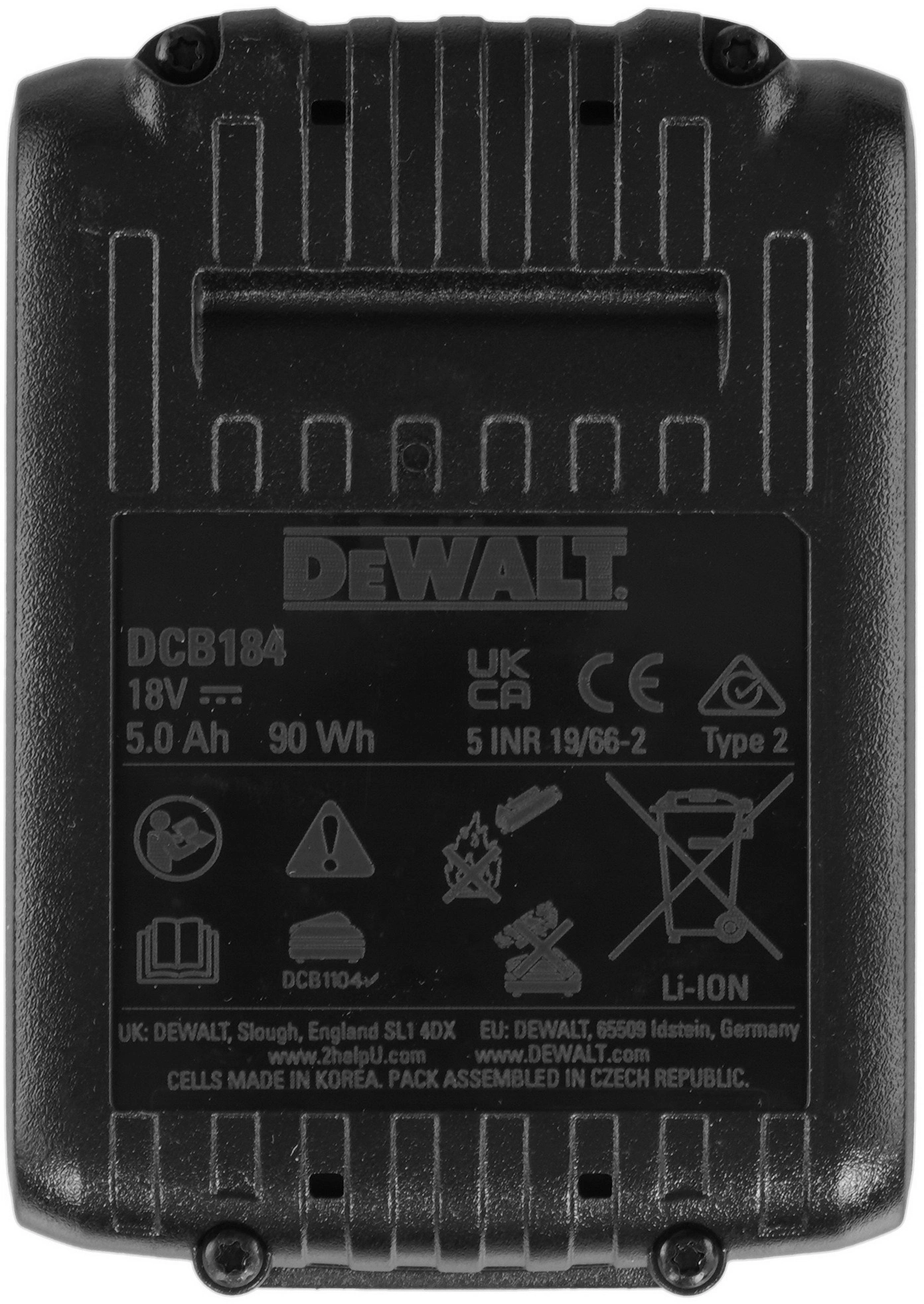 Батарея аккумуляторная DeWalt DCB1104P2 18В 5Ач Li-Ion (З/У в компл.) — миниатюра 10