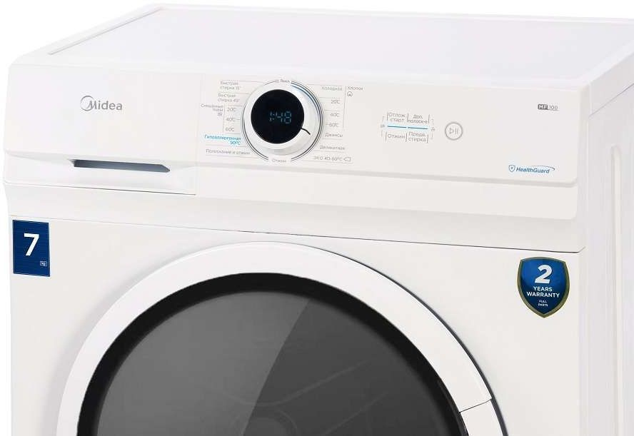 Стиральная машина Midea MF100W70/W класс: A загр.фронтальная макс.:7кг белый — миниатюра 4