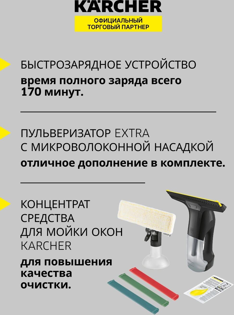 Мойщик окон Karcher WV 6 Plus Multi Edition шир.скреб.:280мм пит.:от аккум. черный — миниатюра 15