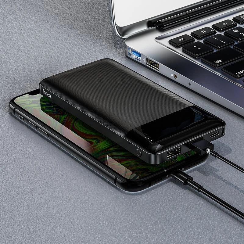 Мобильный аккумулятор Hoco J72 Easy travel 10000mAh 2A 2xUSB-A черный — миниатюра 3