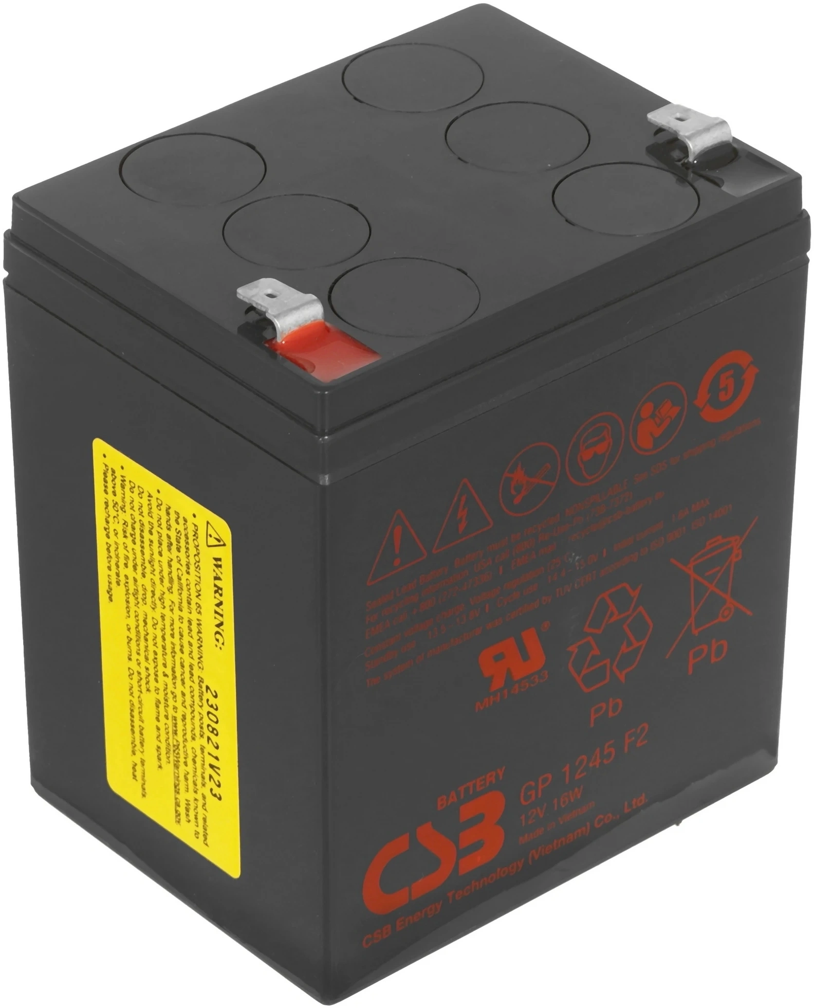 Батарея для ИБП CSB GP1245 (12V16W) 12В 4.5Ач — миниатюра 3