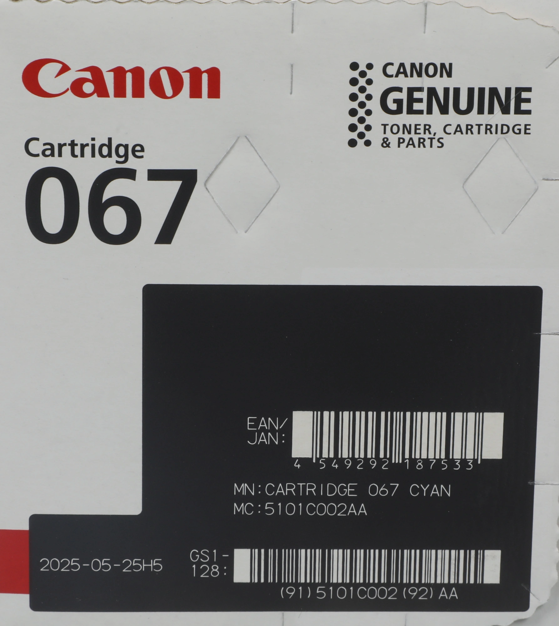 Картридж лазерный Canon 067C 5101C002 голубой бар.в компл. (1250стр.) для Canon LBP631/633/MF651/655/657 — миниатюра 2
