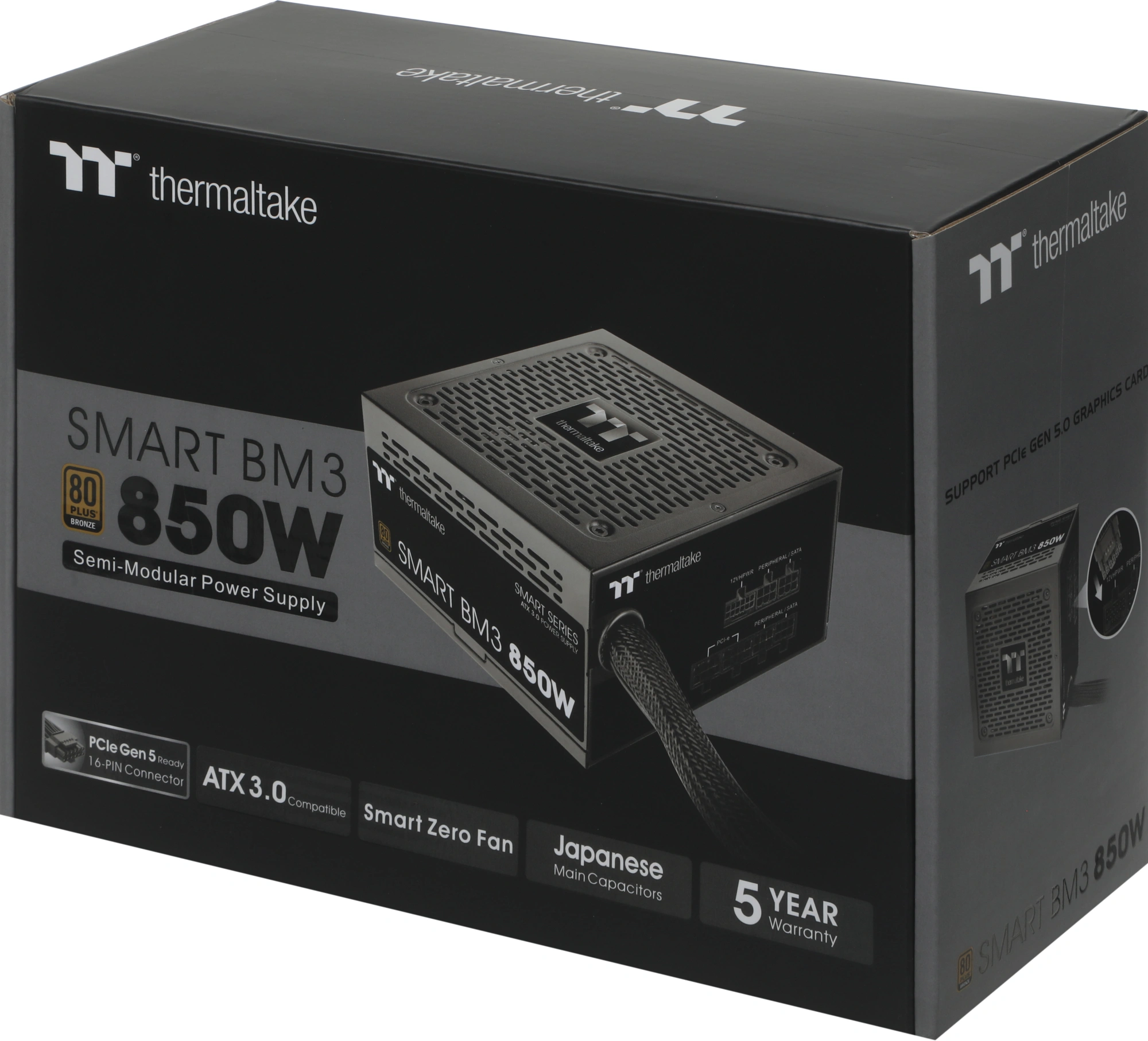 Блок питания Thermaltake ATX 850W Smart BM3 Gen.5 80+ bronze (20+4pin) APFC 120mm fan 6xSATA Cab Manag RTL — миниатюра 13