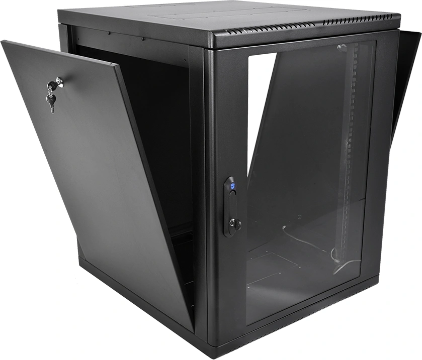 Шкаф коммутационный ЦМО (ШРН-М-12.650-9005) настенный 12U 600x650мм пер.дв.стекл 120кг черный 581мм 25.1кг 180град. 610мм IP20 металл — миниатюра 2