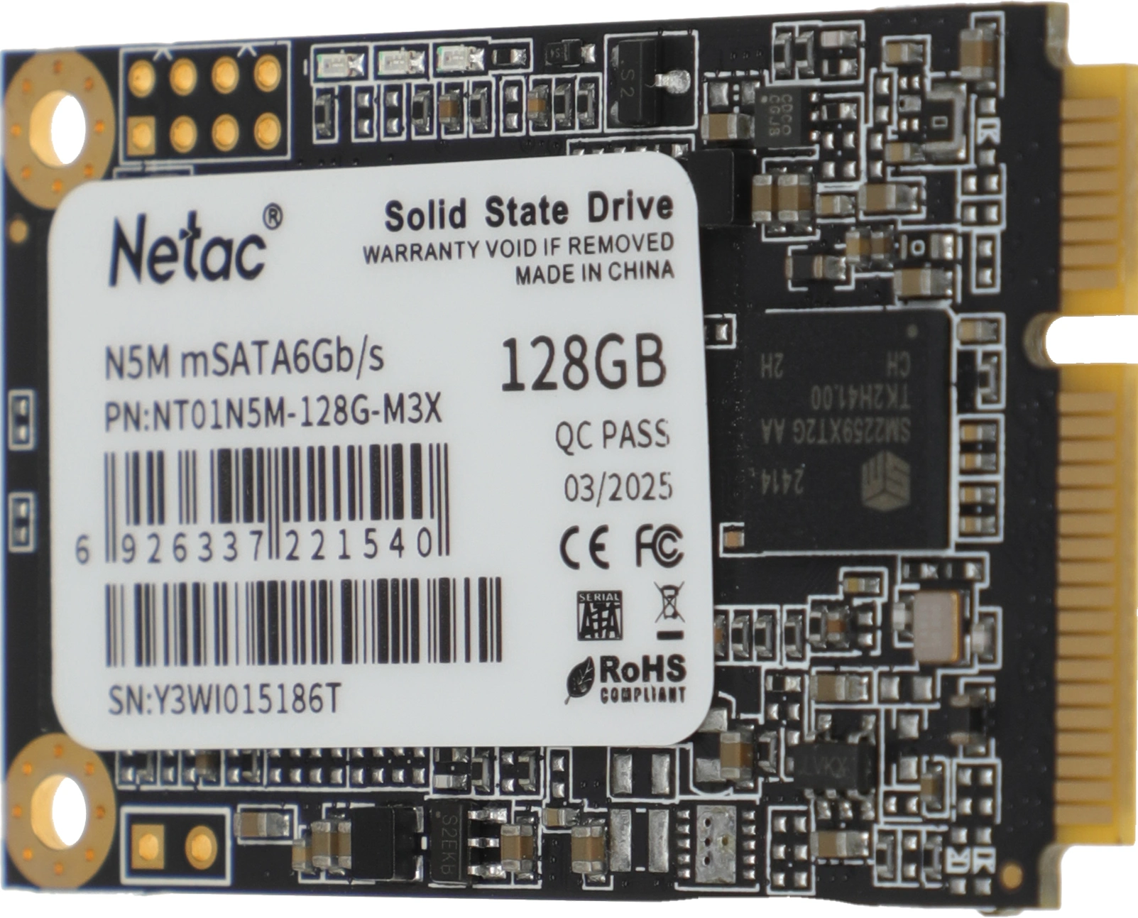 Накопитель SSD Netac SATA-III 128GB NT01N5M-128G-M3X N5M mSATA — миниатюра 3