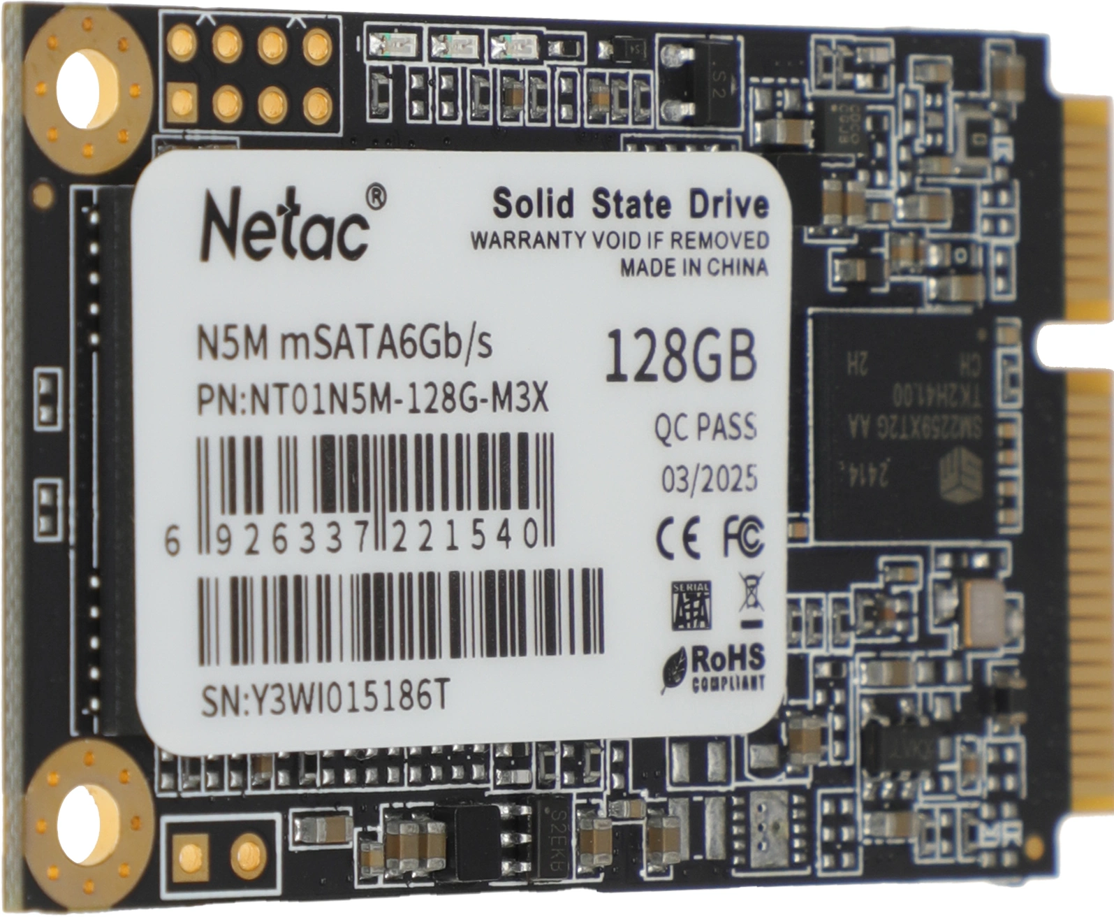 Накопитель SSD Netac SATA-III 128GB NT01N5M-128G-M3X N5M mSATA — миниатюра 4