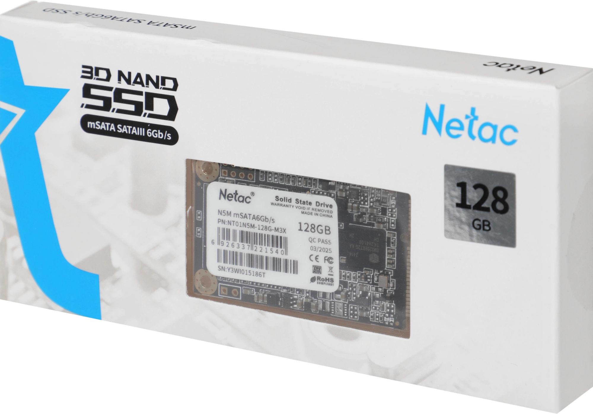 Накопитель SSD Netac SATA-III 128GB NT01N5M-128G-M3X N5M mSATA — миниатюра 7