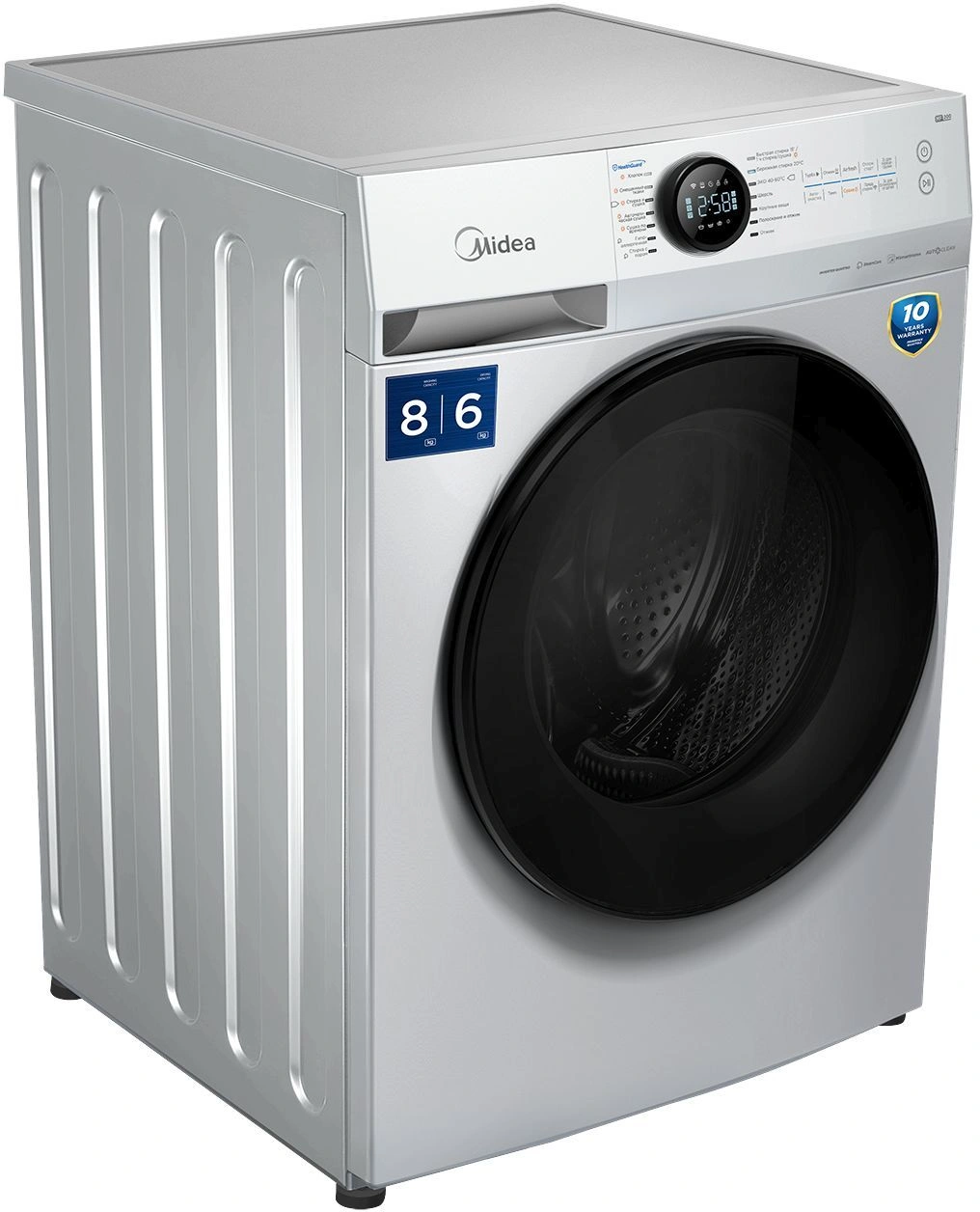 Стиральная машина Midea MF200D80WBS/W-RU класс: A загр.фронтальная макс.:8кг (с сушкой) белый инвертор — миниатюра 4