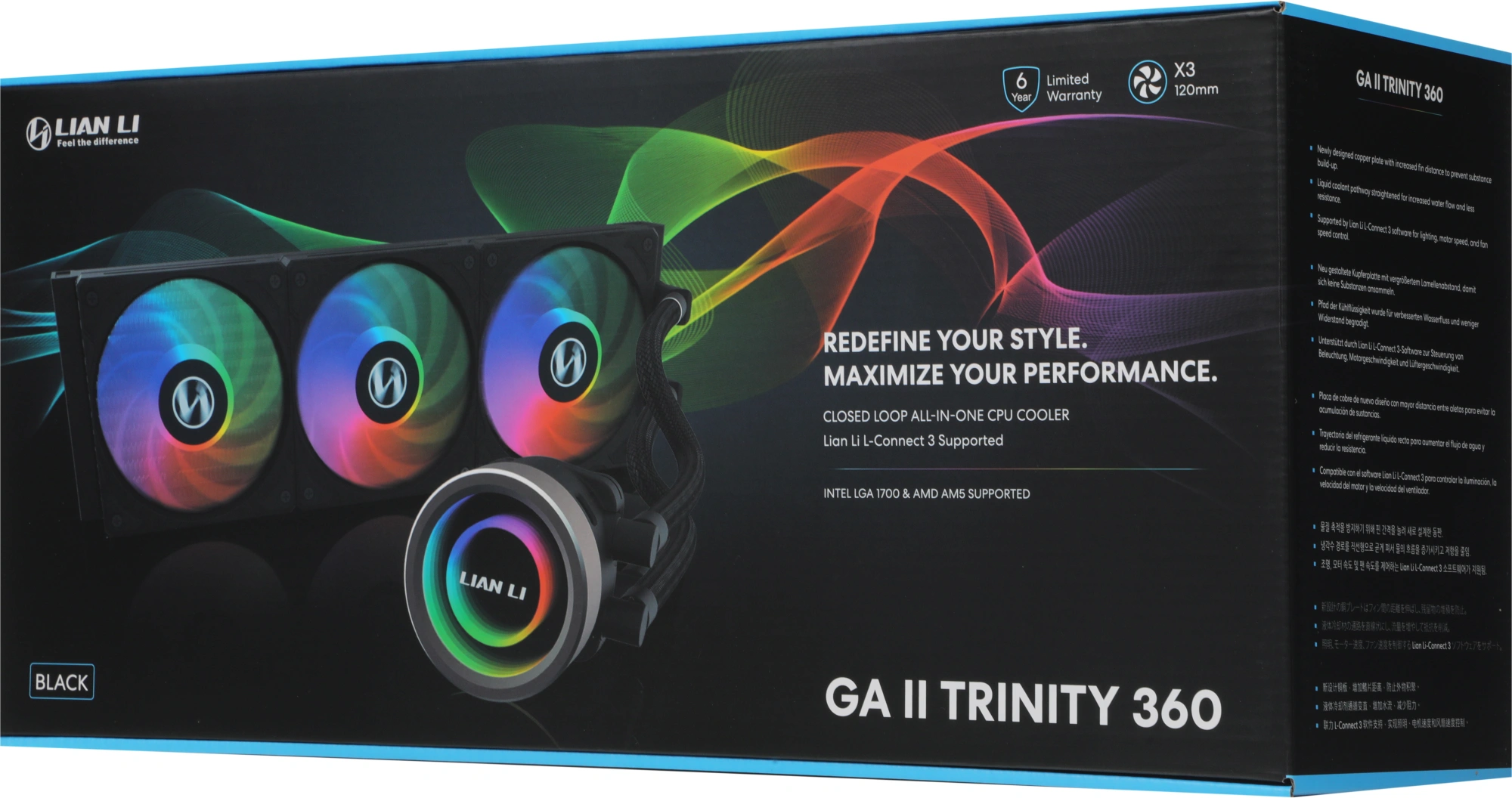 Система водяного охлаждения Lian-Li Galahad II Trinity 360 ARGB Soc-AM5/AM4/1200/1700/1851 черный30dB Al+Cu 280W Ret (G89.GA2T36B.00) — миниатюра 14